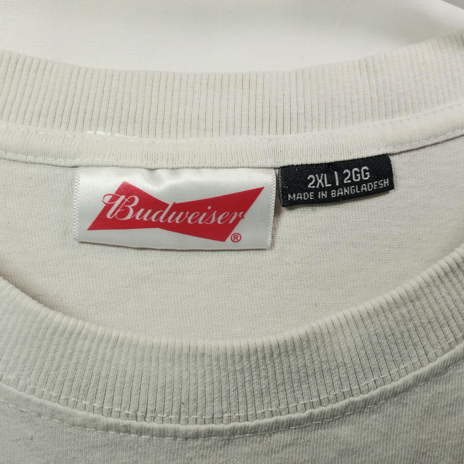 Vtg Budweiser Tagged Shirt 90s Maybe 80s 2XL Thin Distressed King Of Beers White