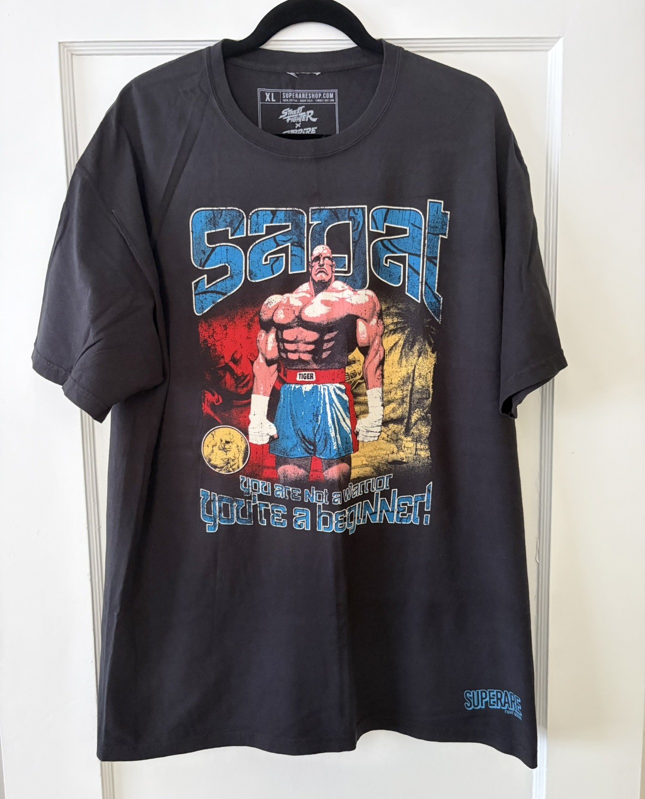 Street Fighter x Superare XL Shirt Sagat’s Academy Collab Black Video Game Rare