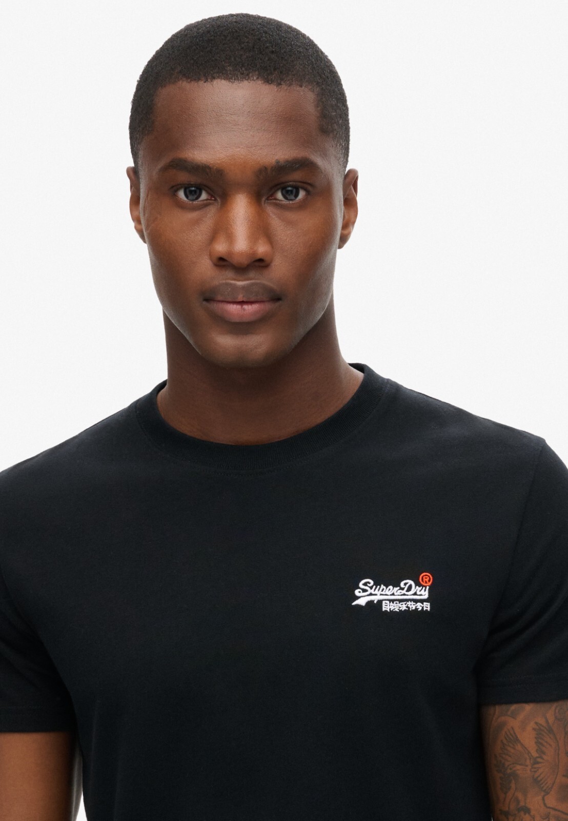 Superdry T Shirt Crew Neck Short Sleeve Contrast Emb Tee Black White Navy Blue