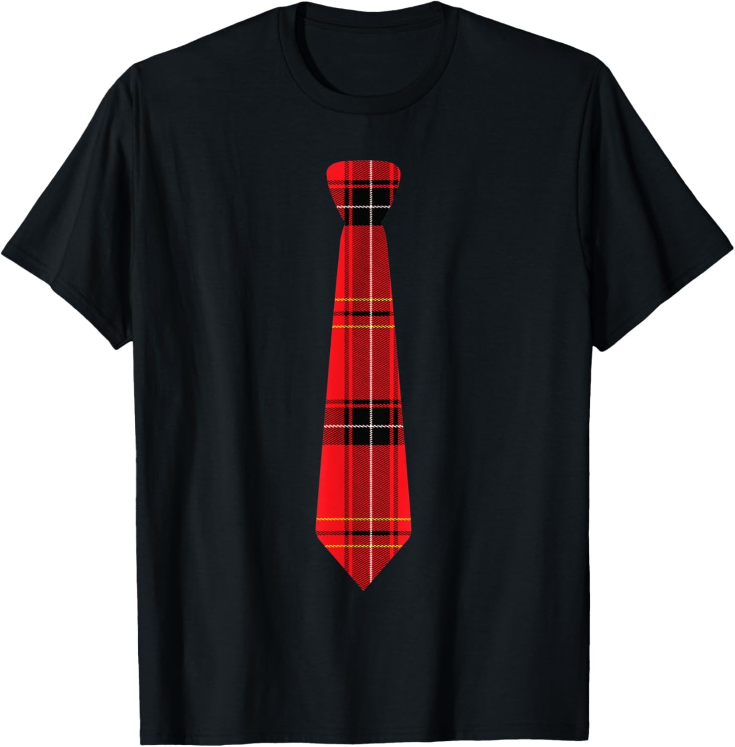 Novelty Red Plaid Necktie Design T-Shirt