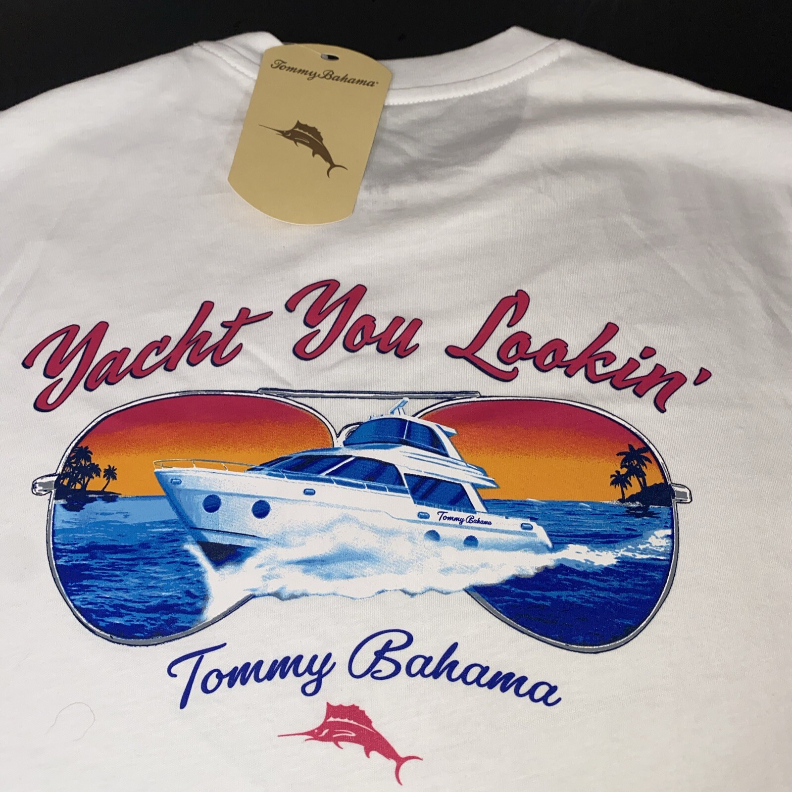 New Tommy Bahama Yacht You Lookin’ Graphic T-Shirt White Men’s Small $49.50