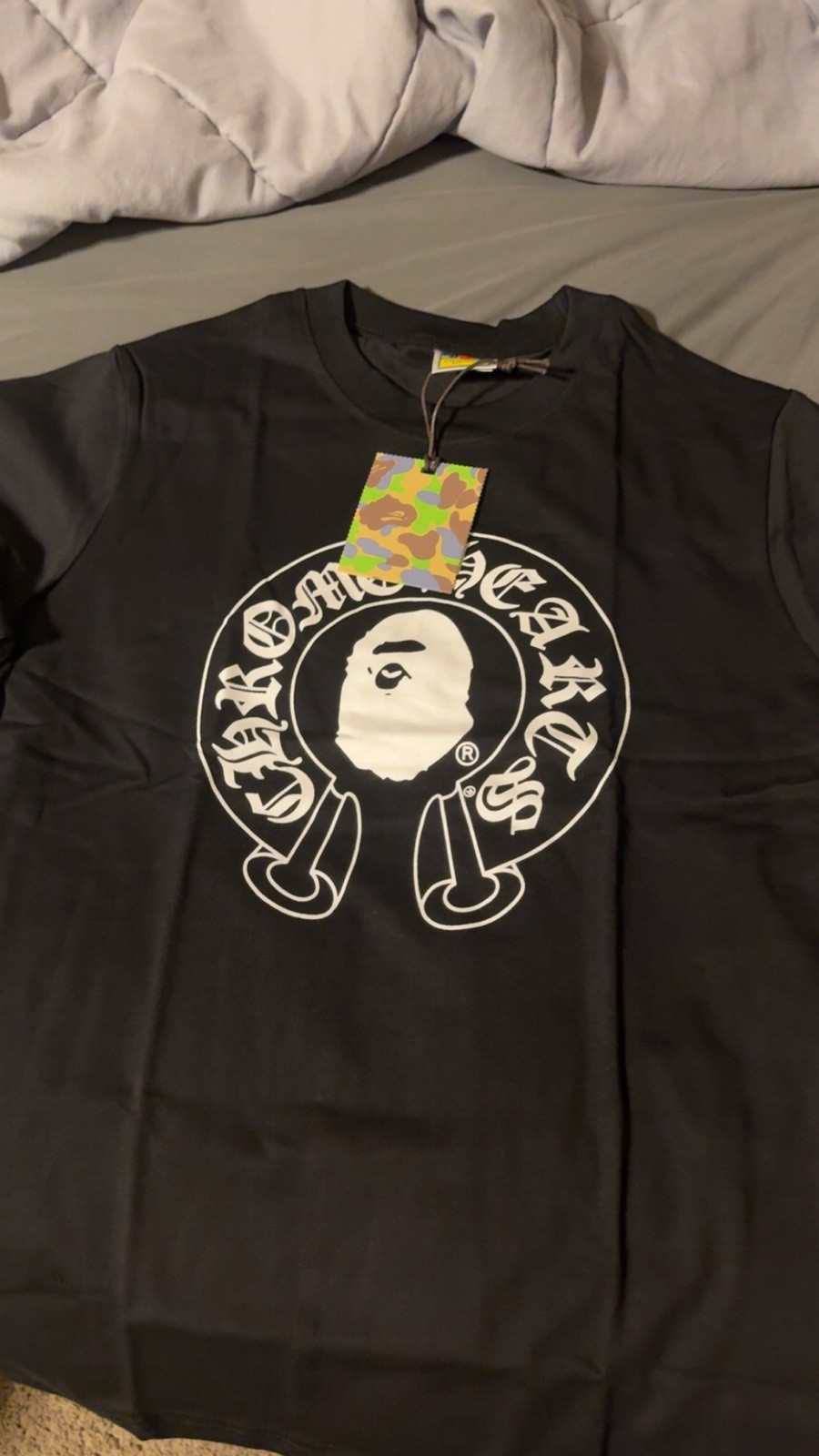A Bathing Ape BAPE Men’s Baby Milo Black Graphic Crew Neck T-Shirt Size M