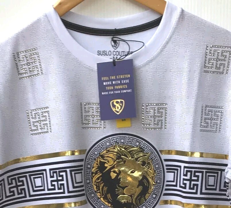 Men’s Beautiful Cotton Rhinestone T Shirt,Italian Style,Stretch S to 2XL….A12.