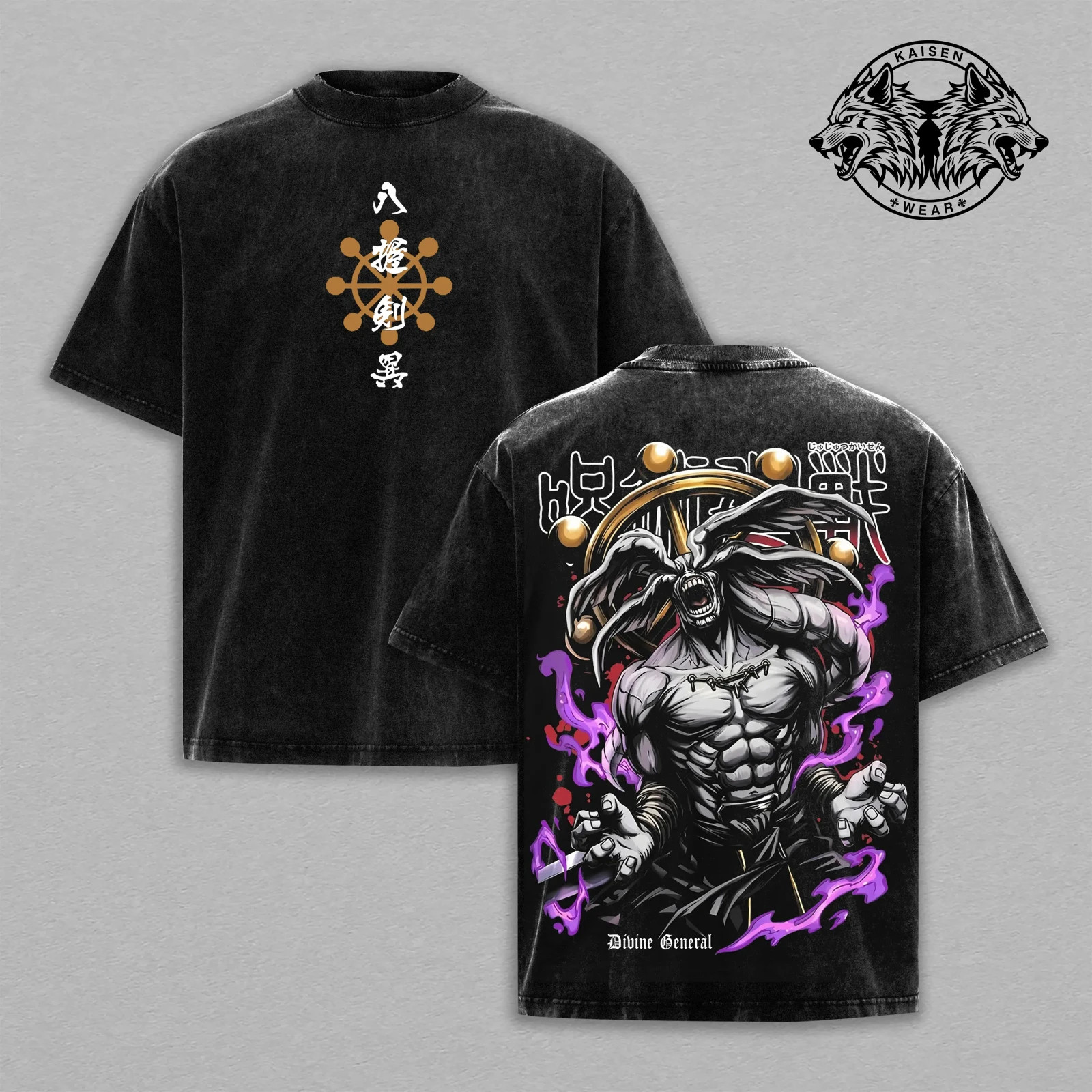 Jujutsu Kaisen Mahoraga Graphic Apparel | Oversized Washed T-Shirt, Heavyweight