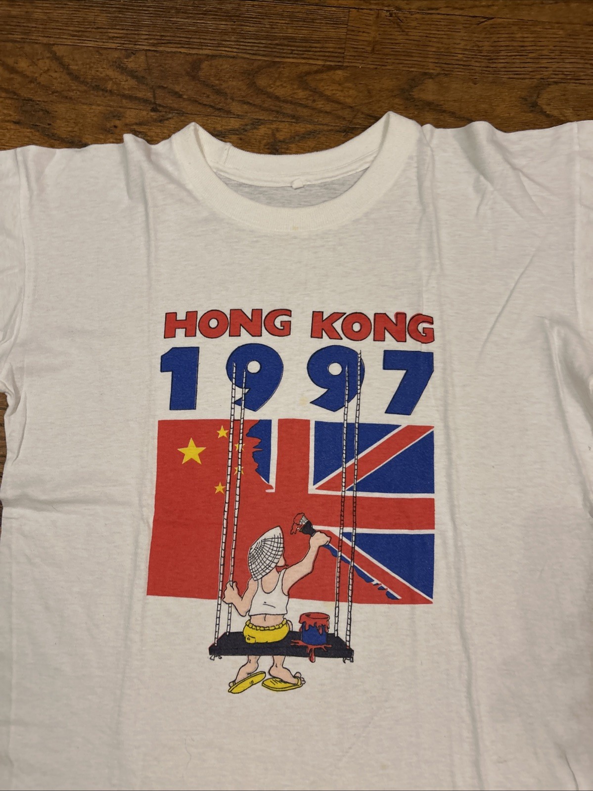 Vintage Hong Kong Size Small 90s Independence China Flag Shirt 1997