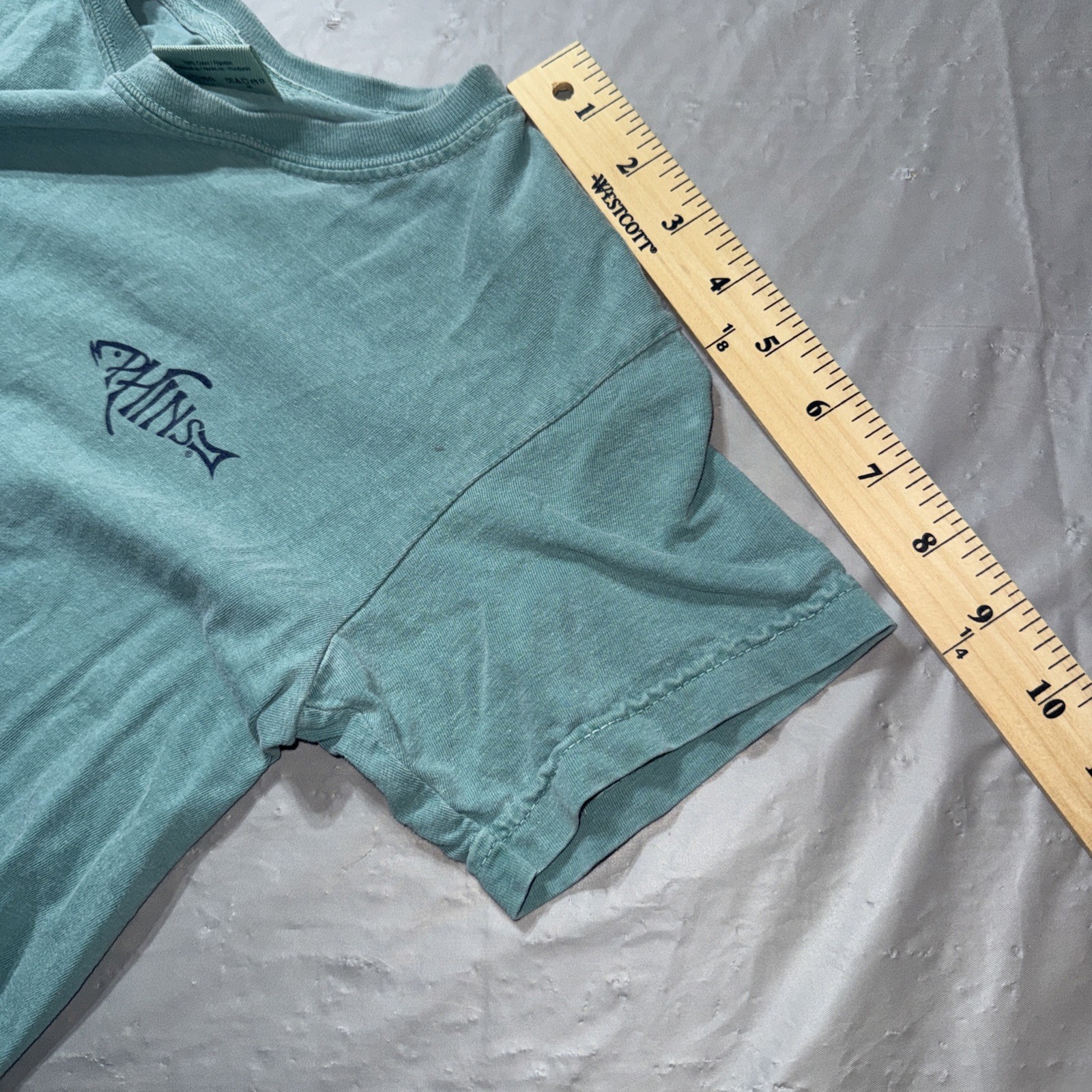 PHINS Apparel Youth Medium Comfort Colors Chalky Mint Green Fishing Fish