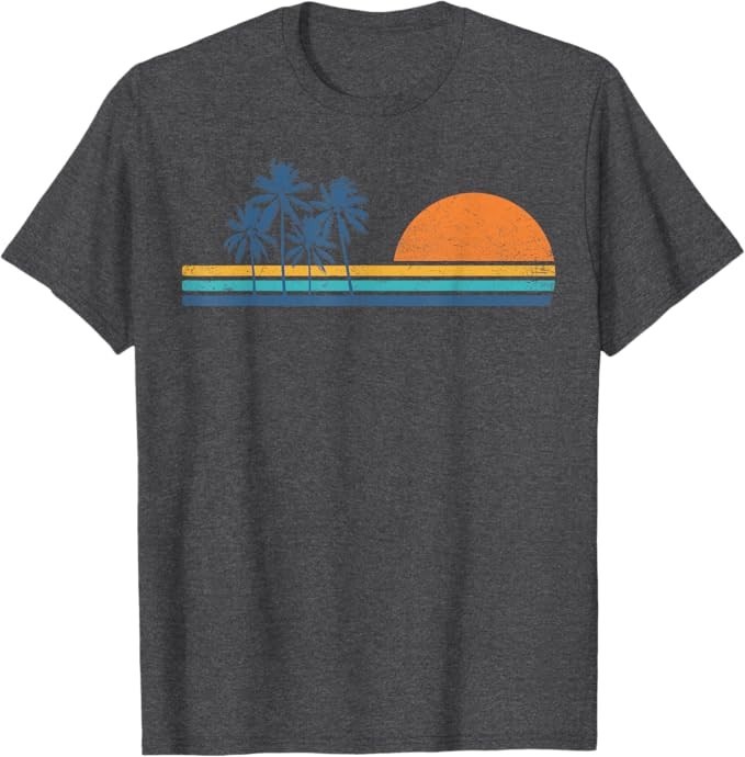 Retro 70s Sunset Palm Trees Vintage Tropical Beach Graphic T-Shirt