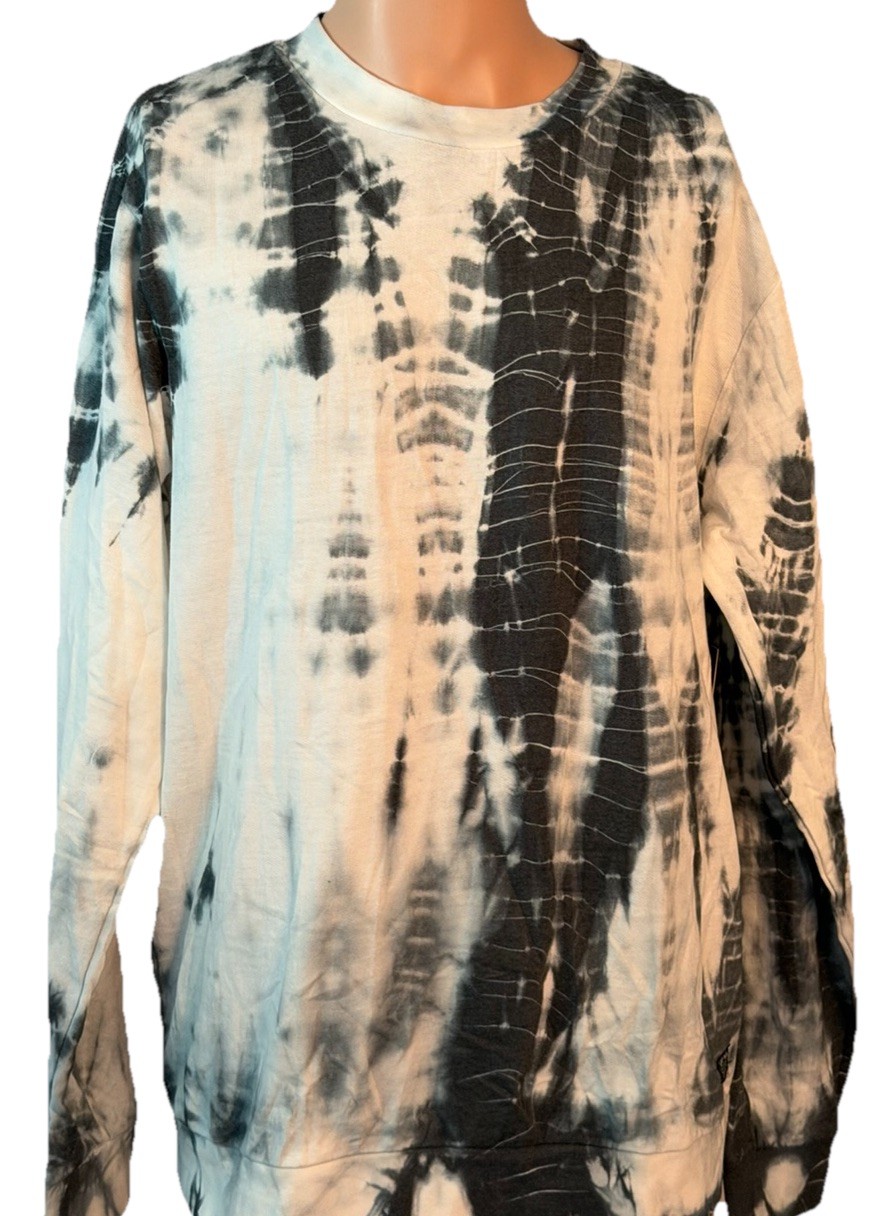 Navy Yard Men’s Size Large Black/Gray/White Tie Dye Long Sleeve Shirt NWT