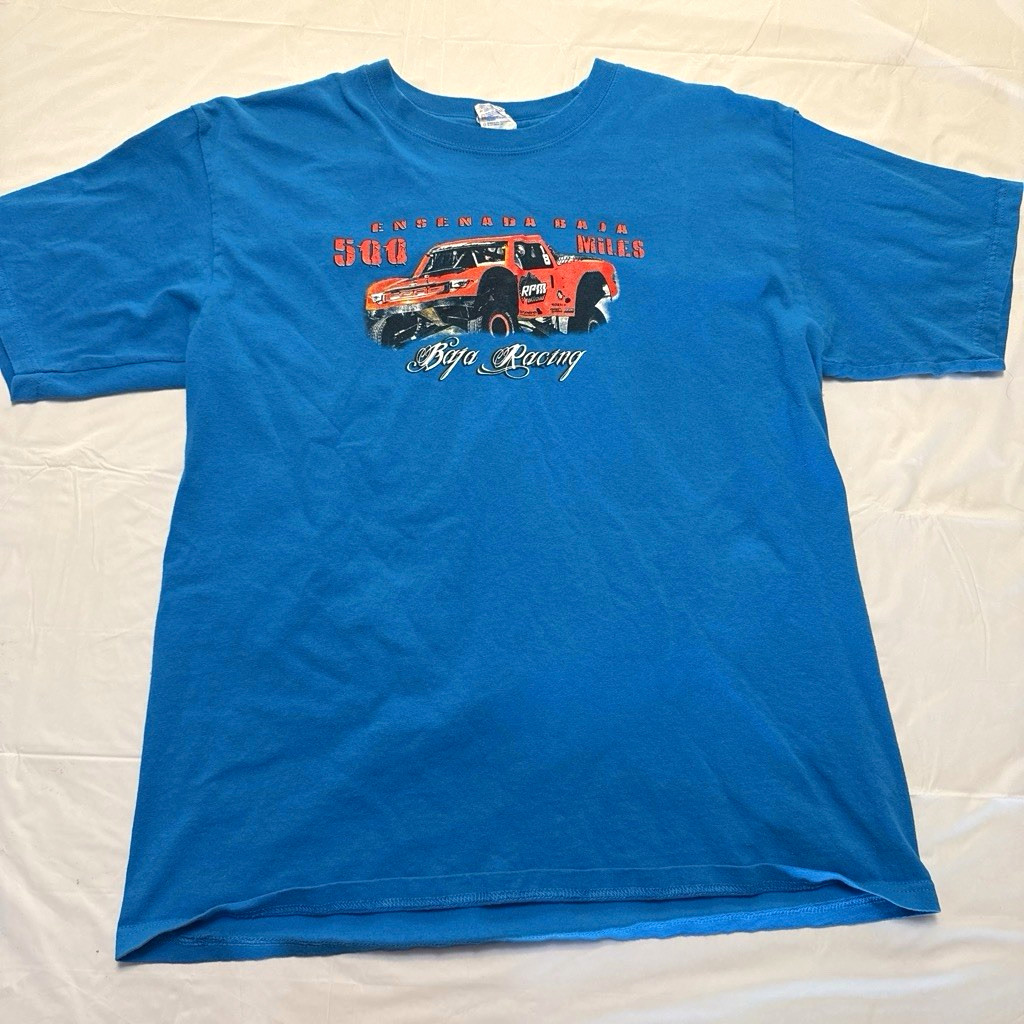 RPM Offroad Ensenada Baja 500 Miles Racing Men’s Blue Tee L Double-Sided