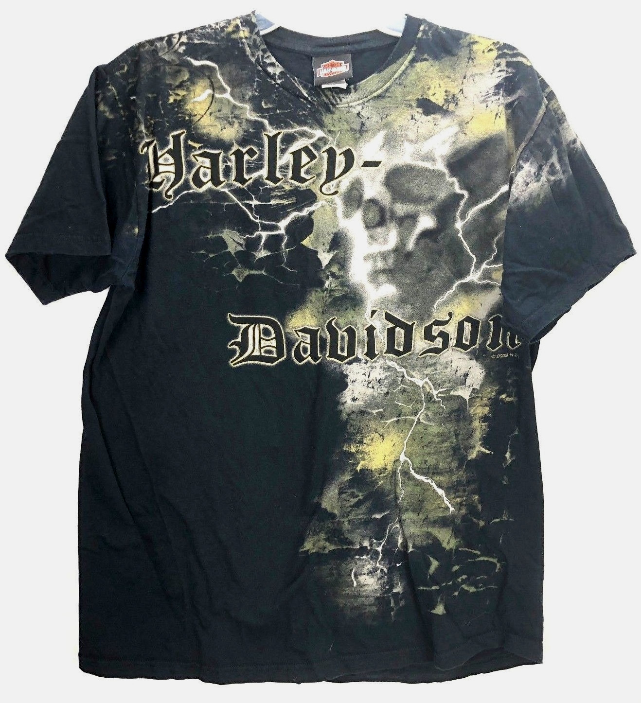 Harley Davidson T-shirt Mens XL Las Vegas Nevada Black Lightning Storm Skull