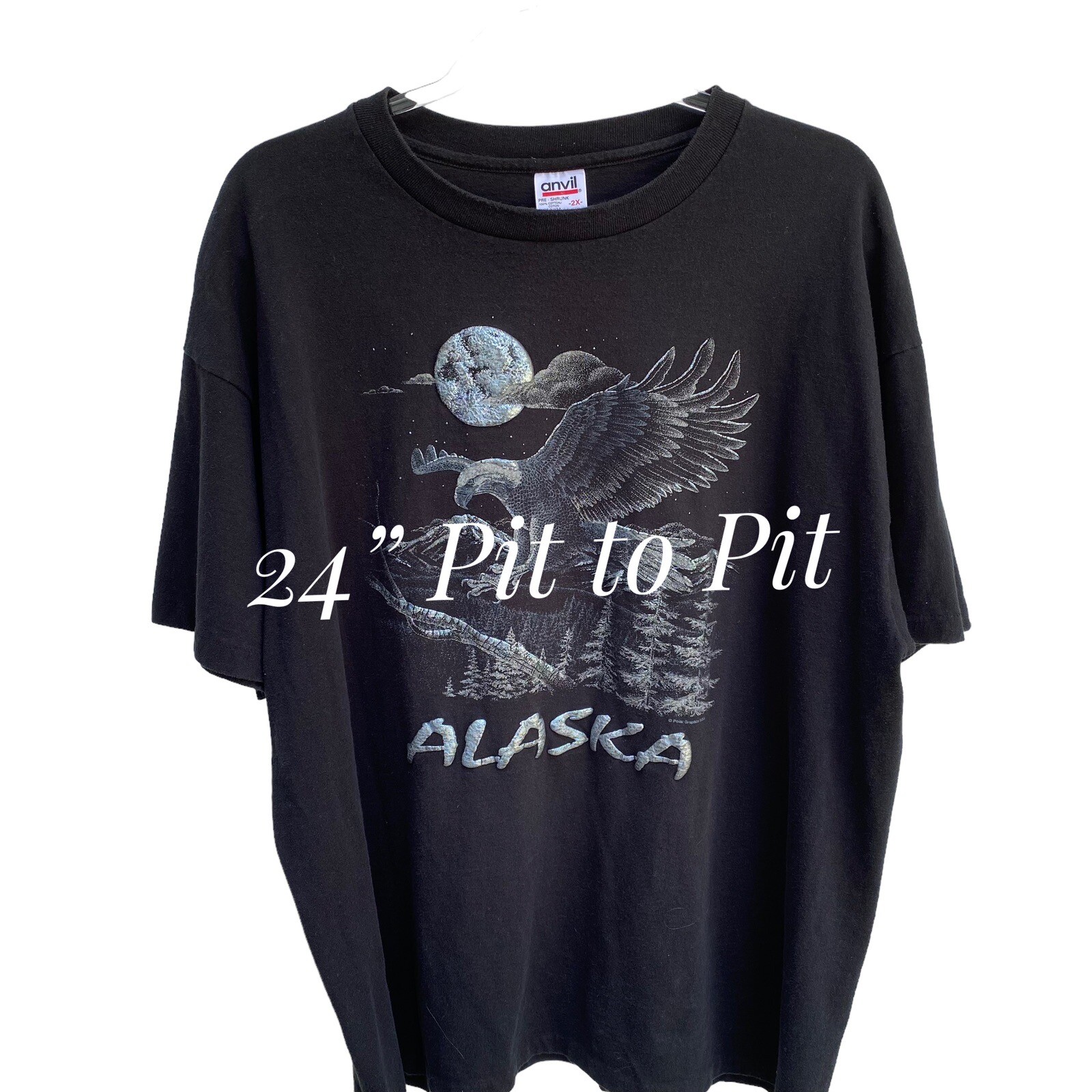 Vintage Alaska Eagle Wilderness Graphic Tee On Anvil Label Single Stitch Sz 2X