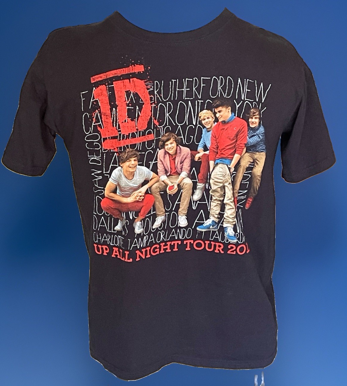 One Direction 1D Boy Band Graphic Black Color 2012 Unisex Tshirt Reprint Size M
