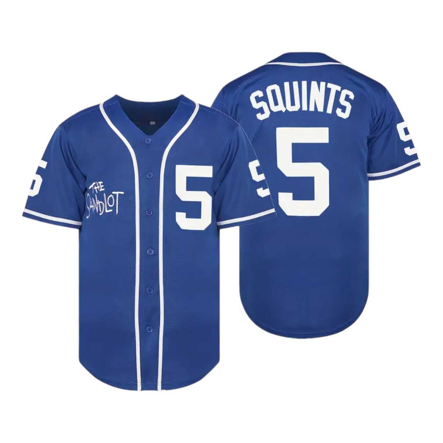 Sandlot Baseball Jersey Squints #5 Dodger Blue Stitched Men’s Size 3XL
