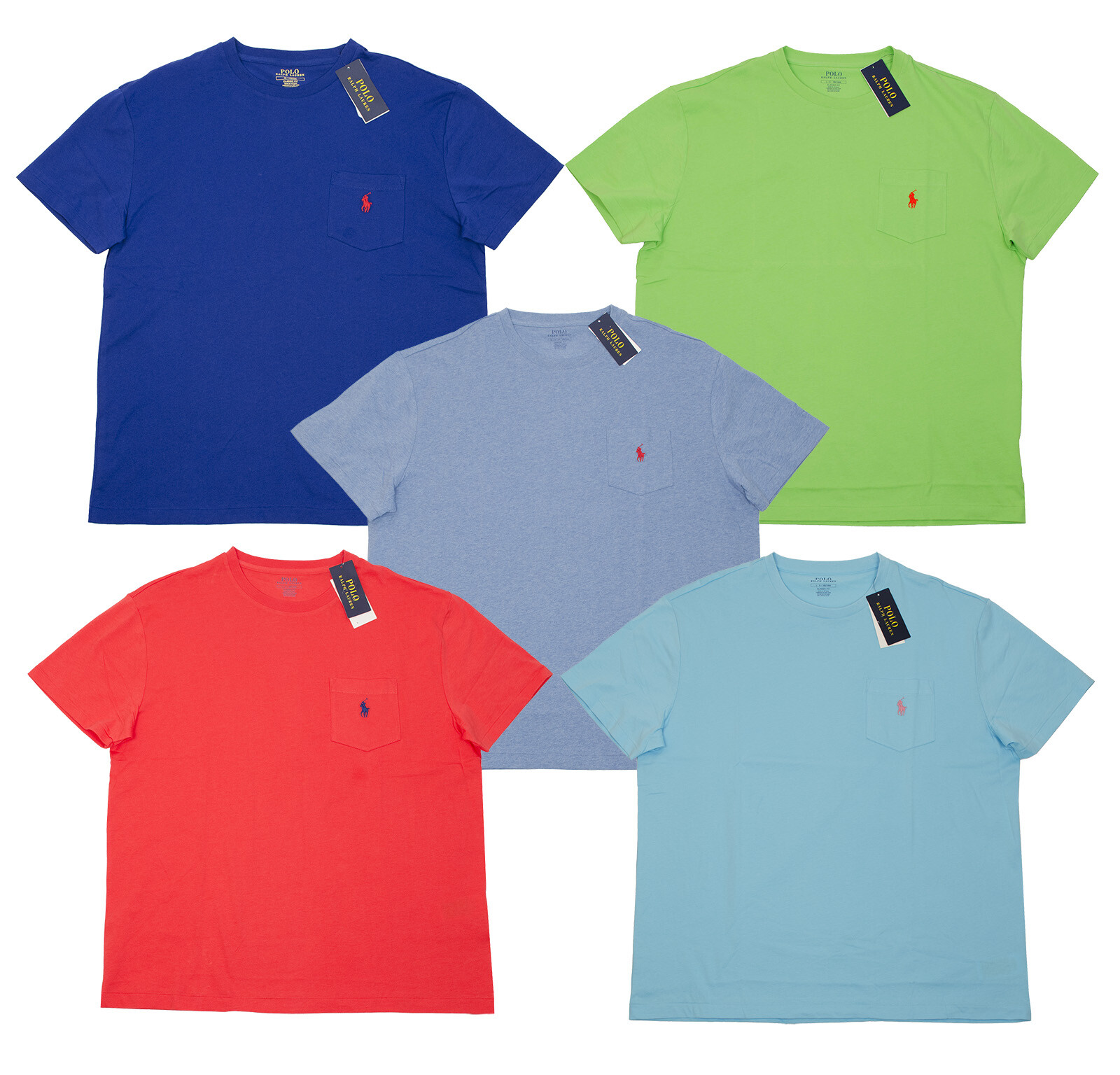 POLO RALPH LAUREN MEN’S CLASSIC FIT S M L XL XXL CREW NECK TEE T-SHIRT POCKET