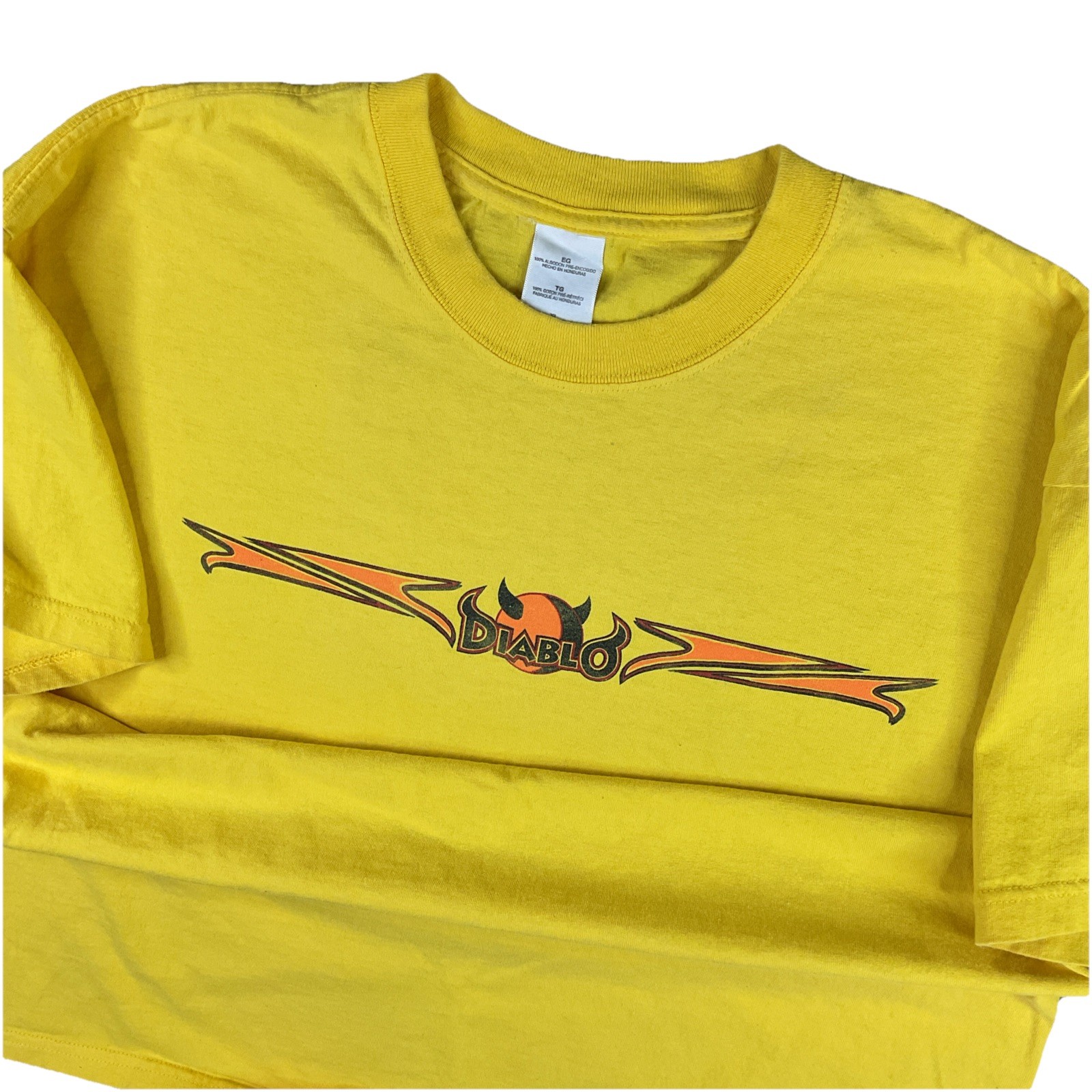 Vintage Diablo Paintball T-Shirt Men Sz XL Y2K Graphic Crew Yellow Short Sleeve