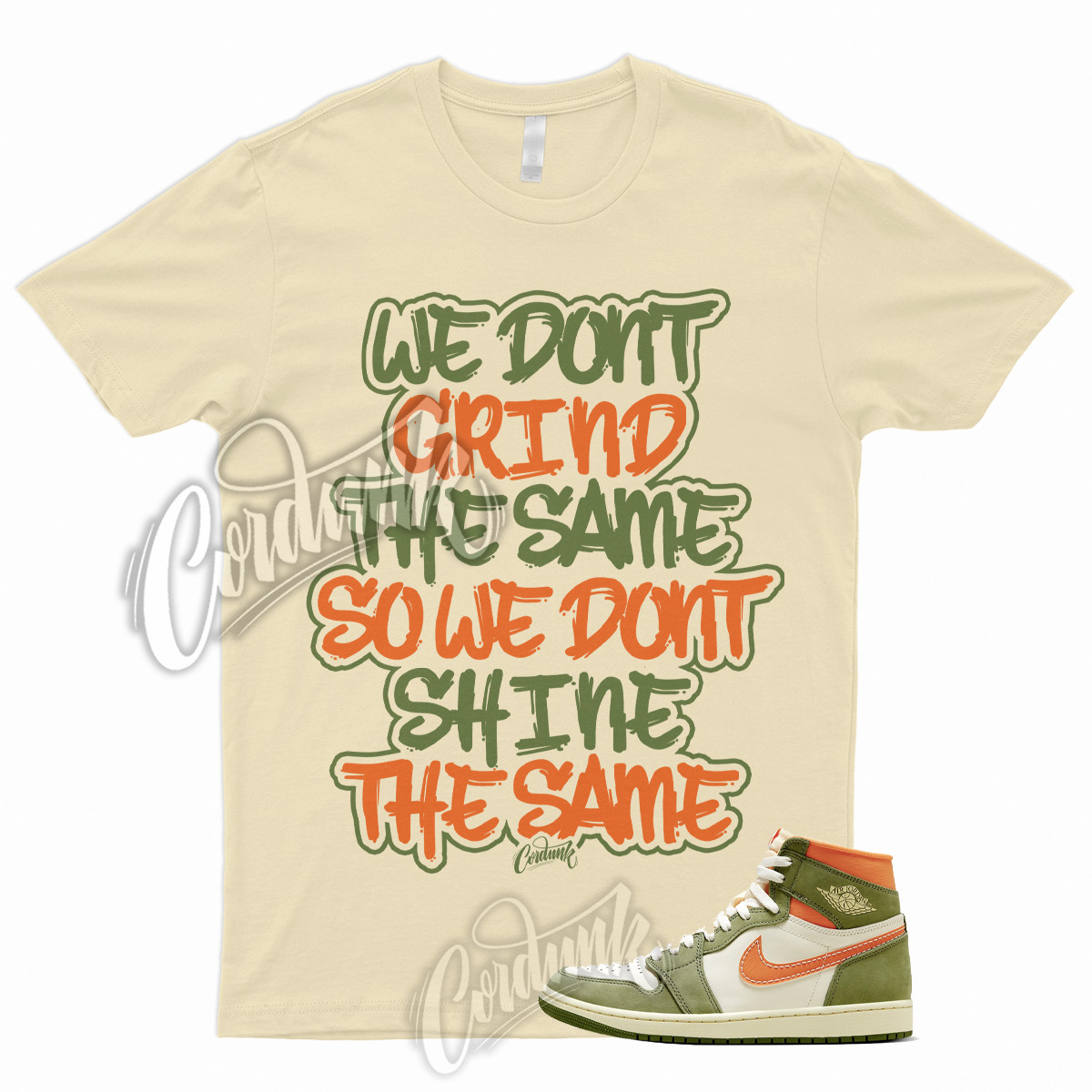 GRIND T Shirt for 1 High Celadon Sky J Light Olive Bright Mandarin Coconut Milk