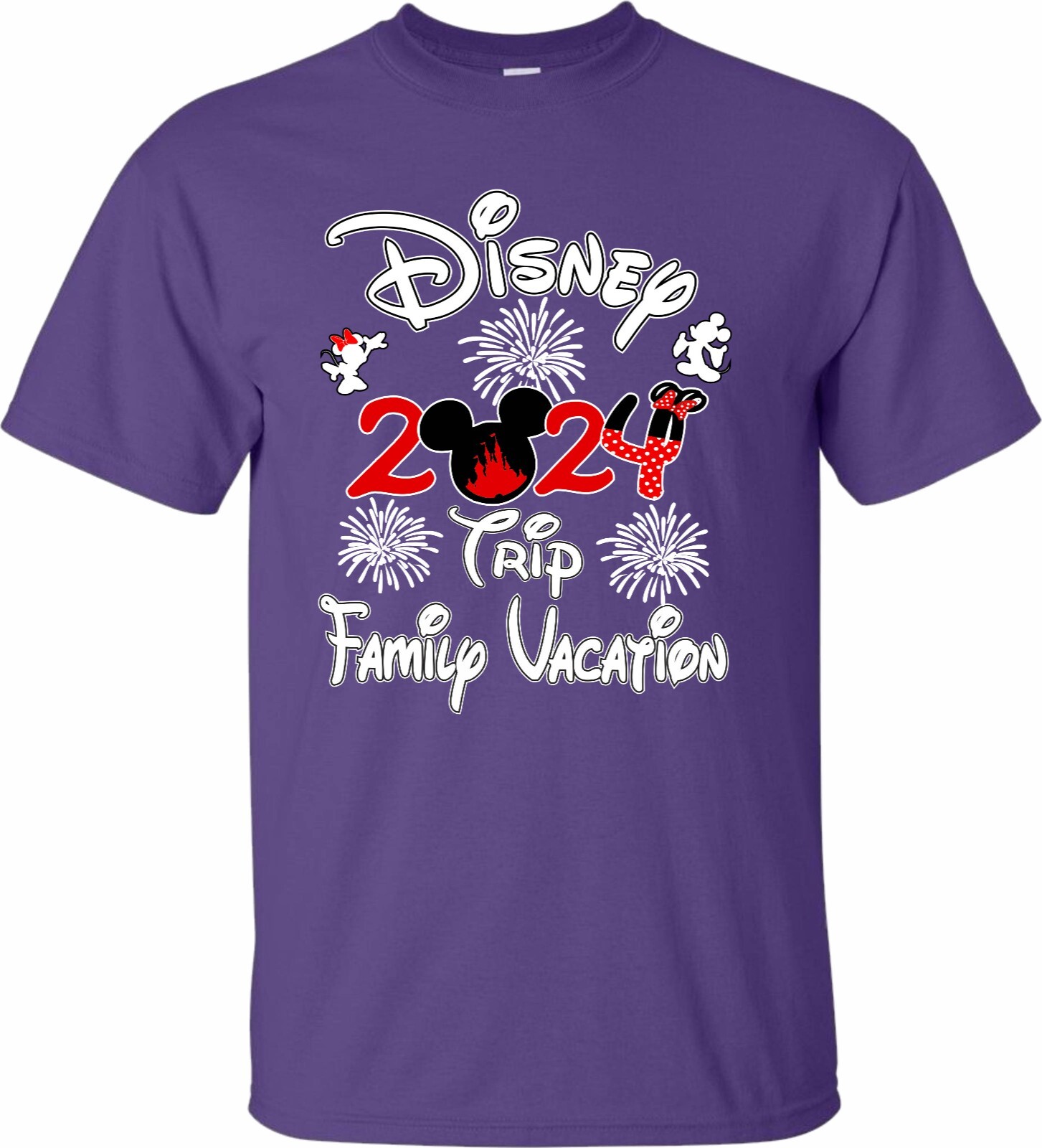 Disney Family Vacation 2024 fire works, Mickey, Minnie, Family Trip, Squad