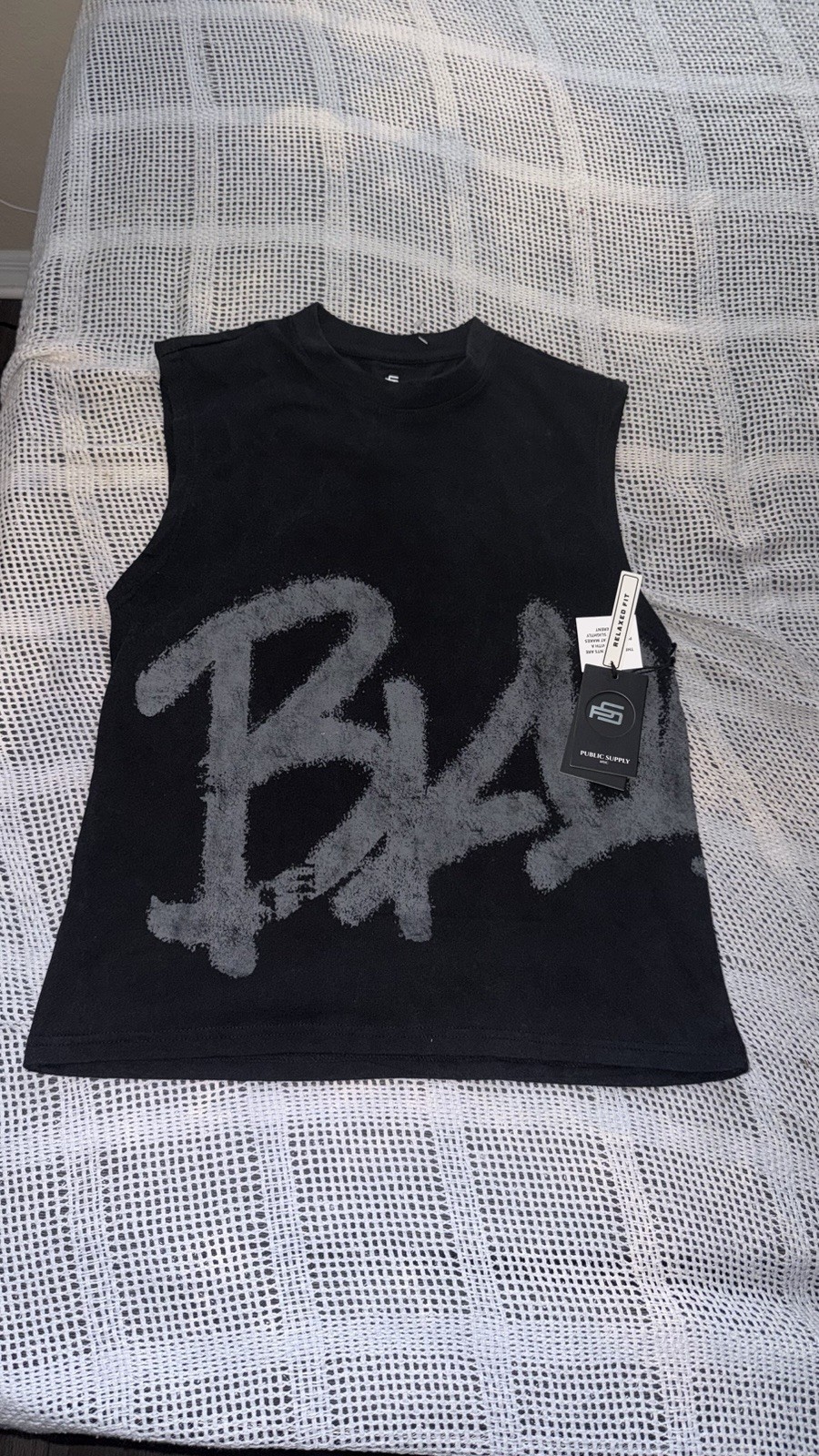 Public Supply NYC Brooklyn Vibes Only Black Sleeveless Graphic Tank Top Men’s