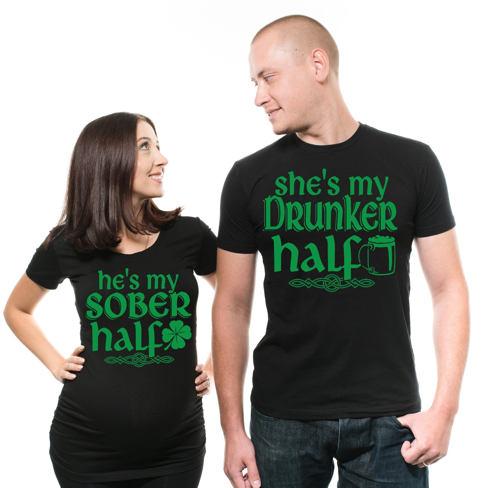 Funny Drunker Sober Maternity Pregnancy T-Shirt ST Patrick’s Day Shirt Paddys T