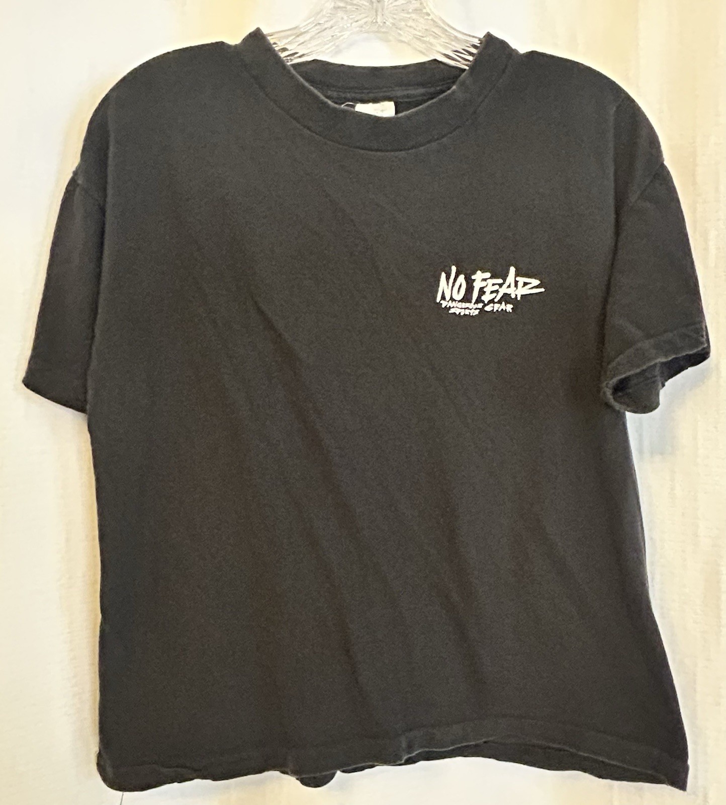 VTG 90s No Fear Black Cropped Style T Shirt Unisex XL