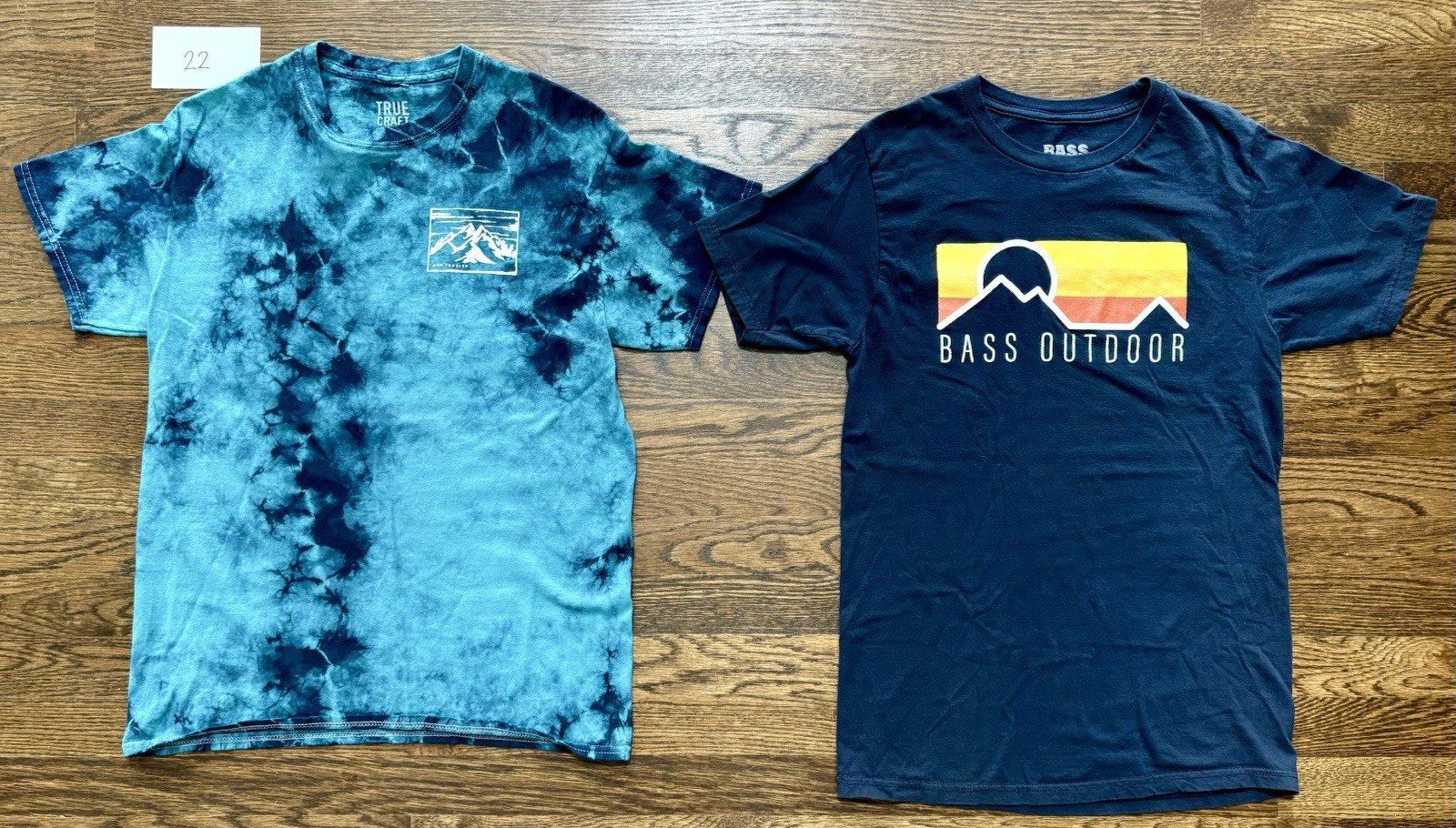 Lot of 2 Men’s S Graphic Mountain T-Shirts True Craft Tie Dye & Bass Outdoor