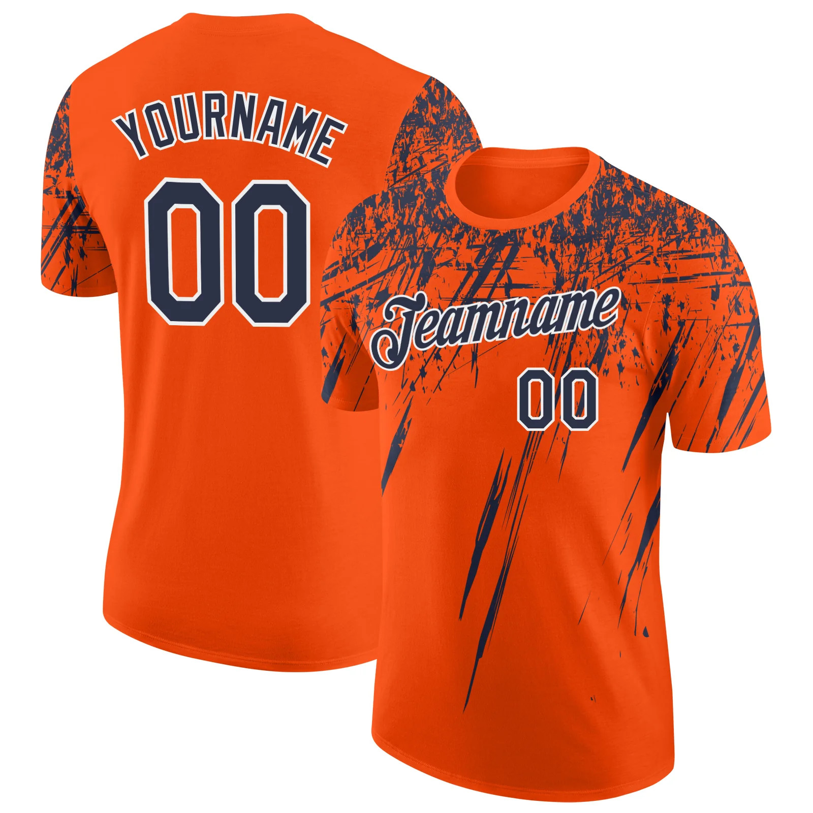 Custom Orange Navy Distressed Art Shirt Unique Birthday Gift For Women