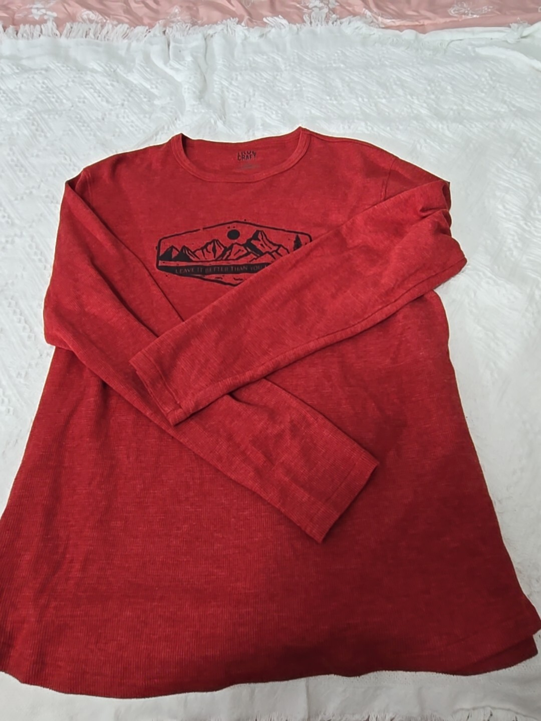 Mens True Craft Outdoor Vibes Hiking Thermal Waffle Shirt XL RED