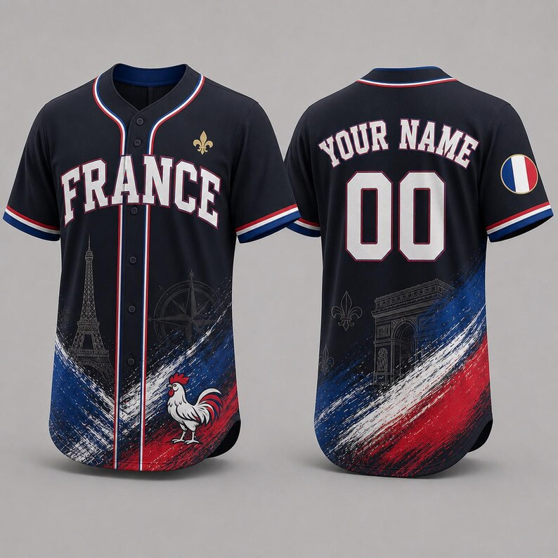 Baseball Jersey Manches Courtes France Football Pour Homme