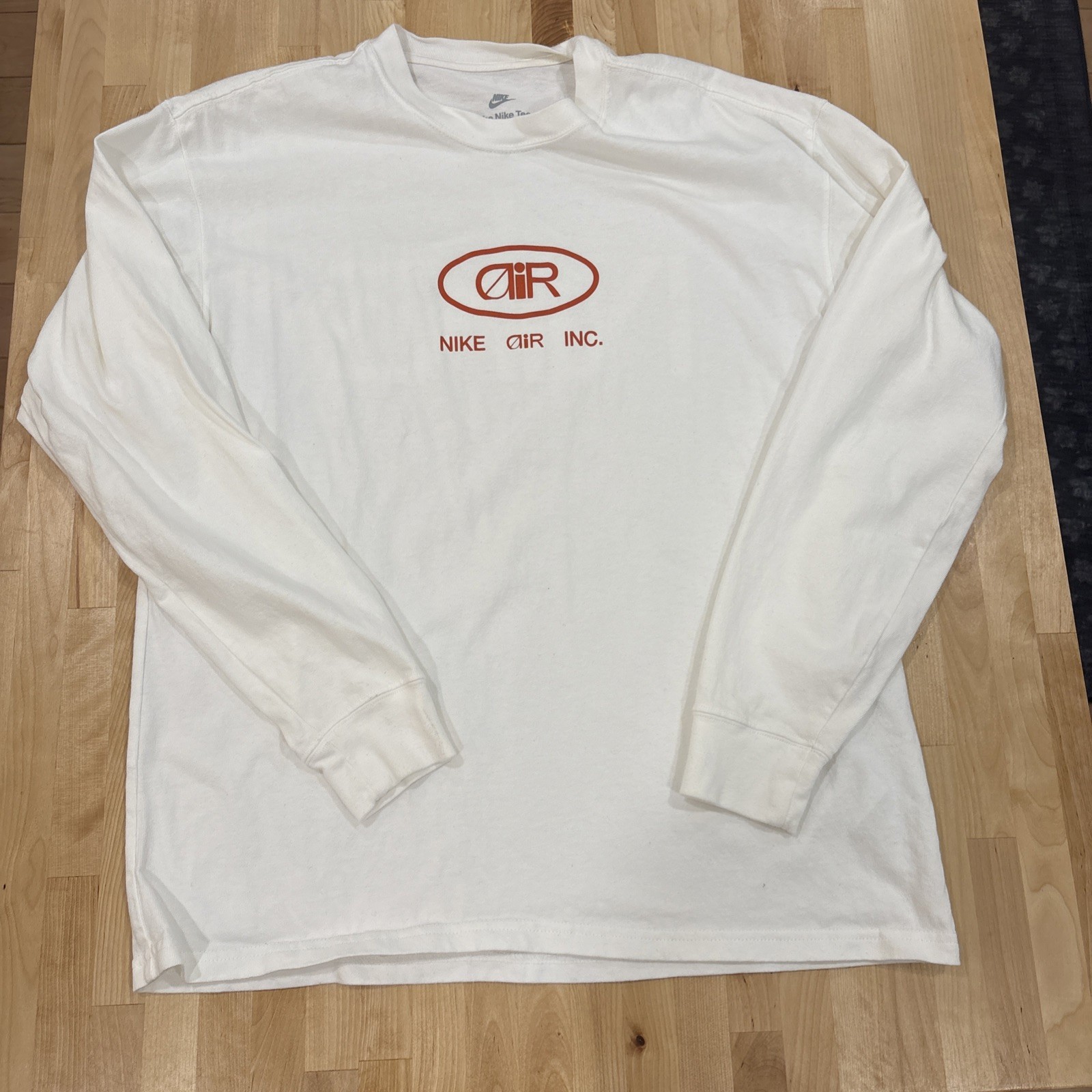 Nike Air Inc Long Sleeve Tee Off White Loose Fit 100% Cotton Mens Sz M EUC
