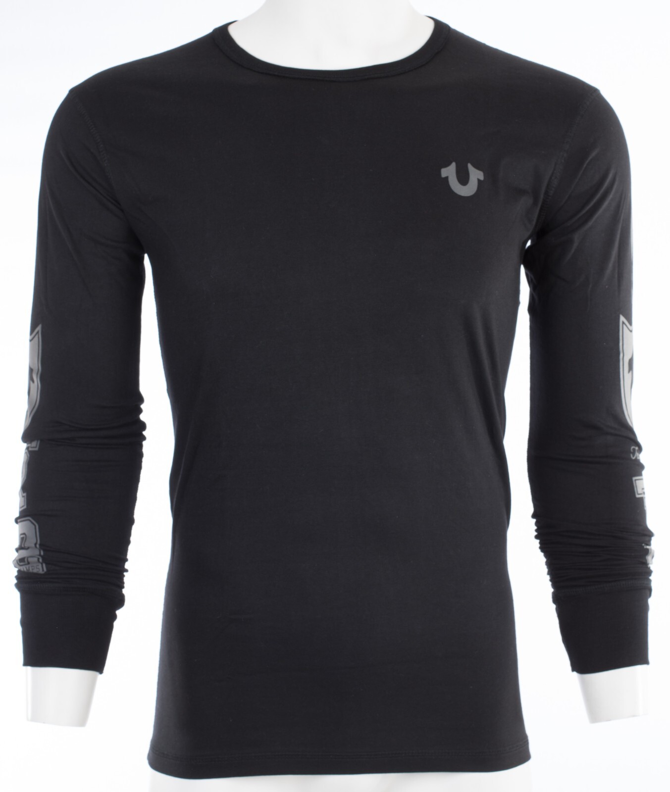 $99 TRUE RELIGION Black MOTO PUFF Horseshoe Long Sleeve Designer Graphic T-shirt