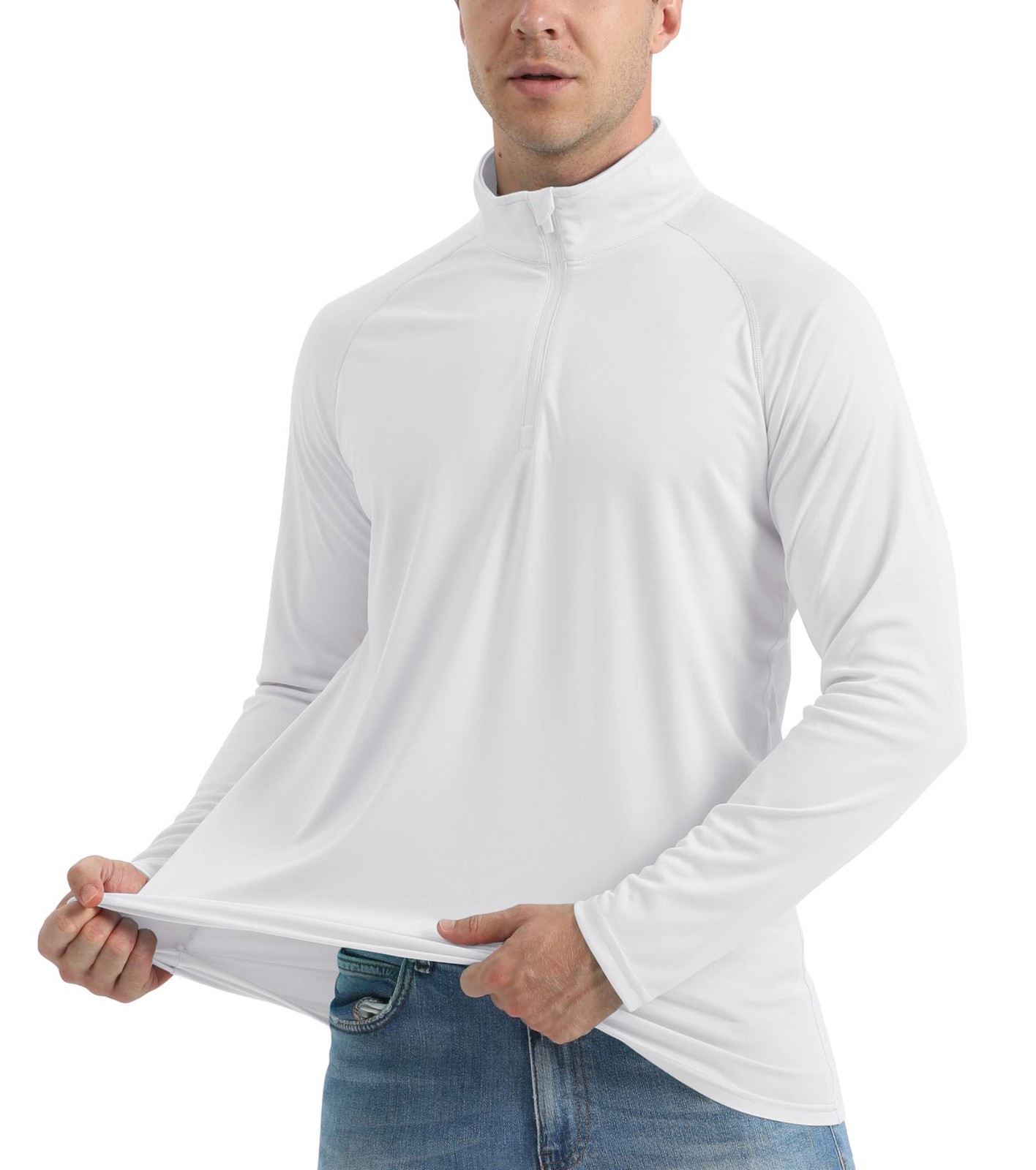 UPF50+ Men’s Sun Protection UV Shirts 1/4 Zip Long Sleeve Performance Golf Tops