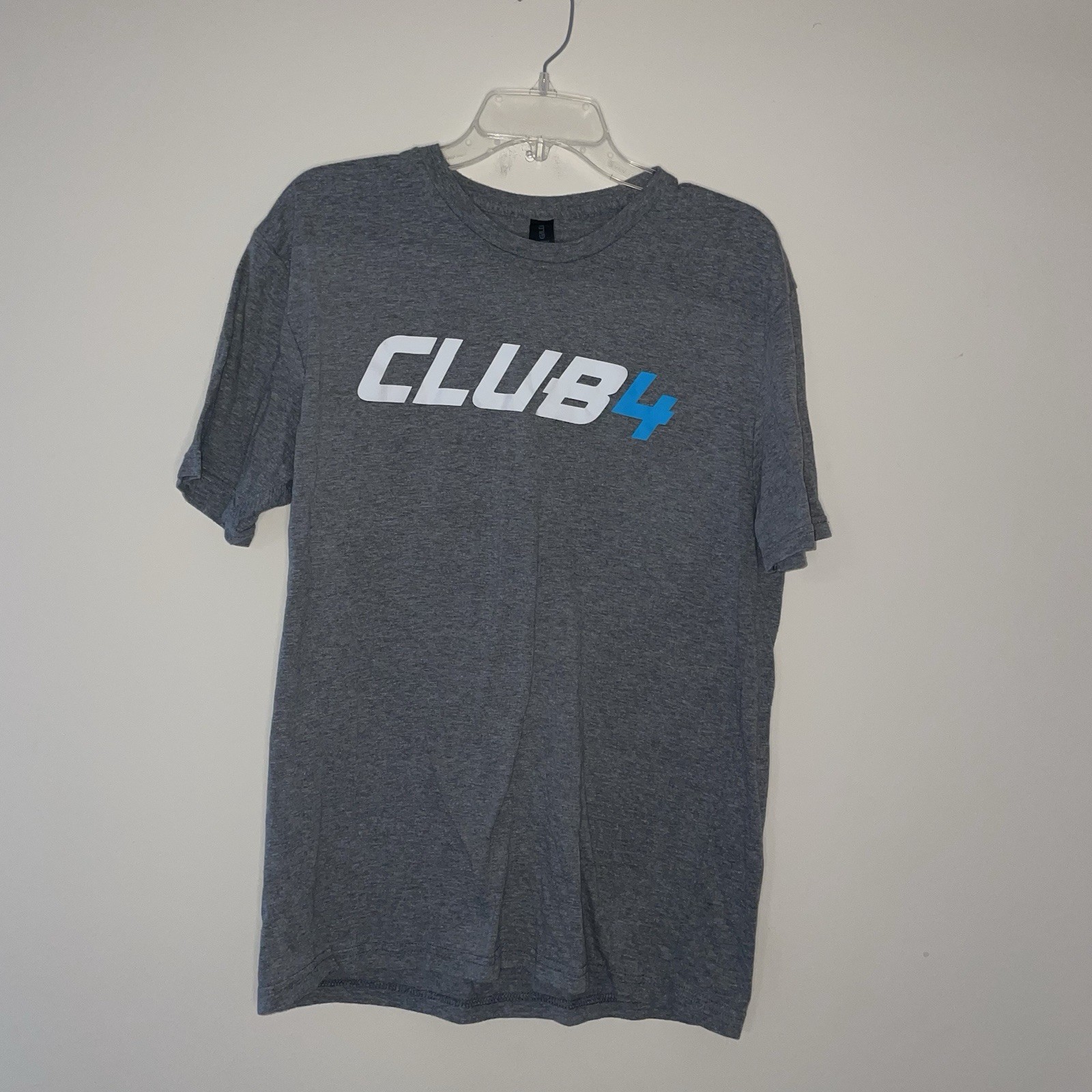 Heather Grey White And Blue Graphic Club 4 L Cotton Blend Tee
