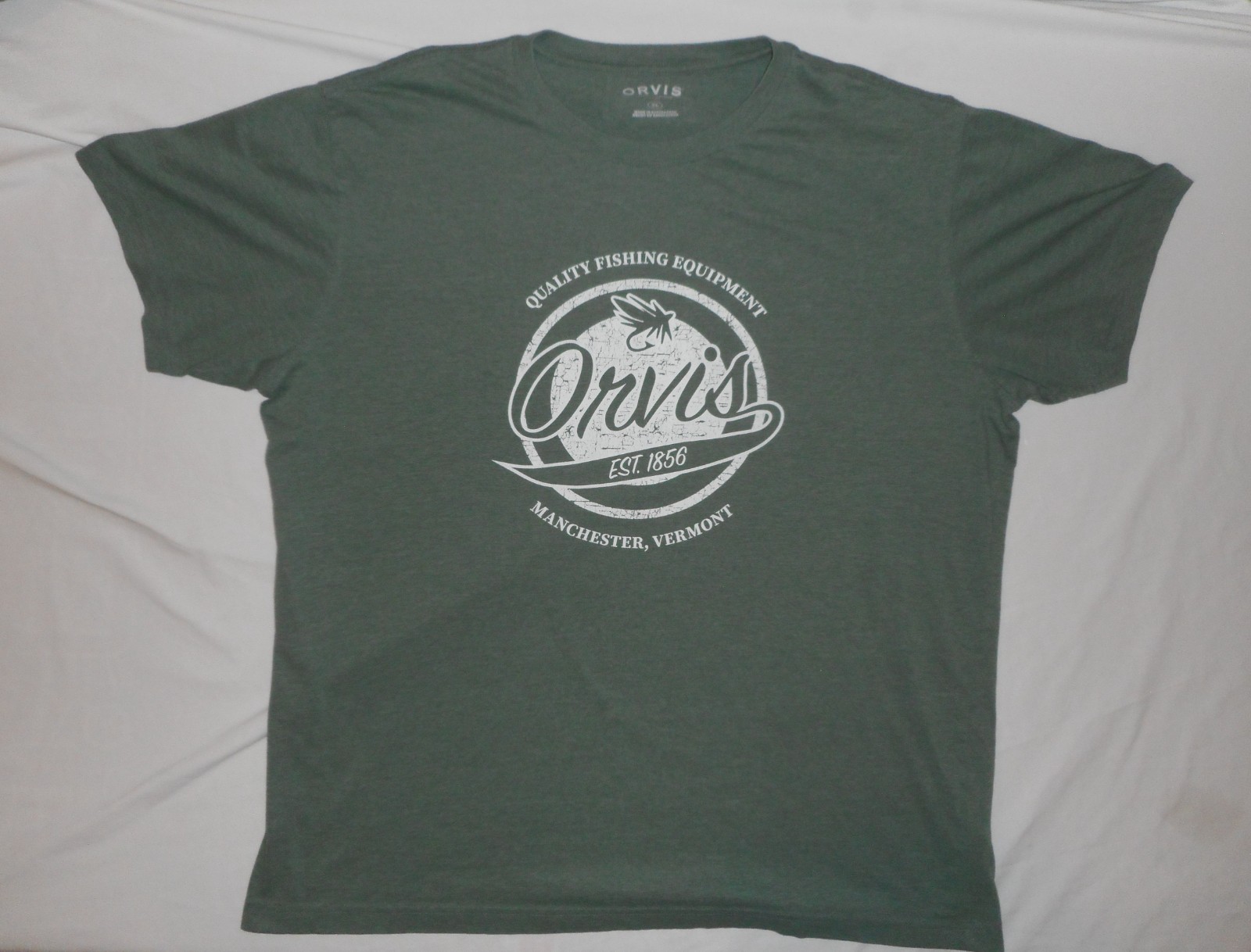 Orvis Fishing Fly Fishing Vintage Print Manchester VT T-Shirt – MENS XXL – Green