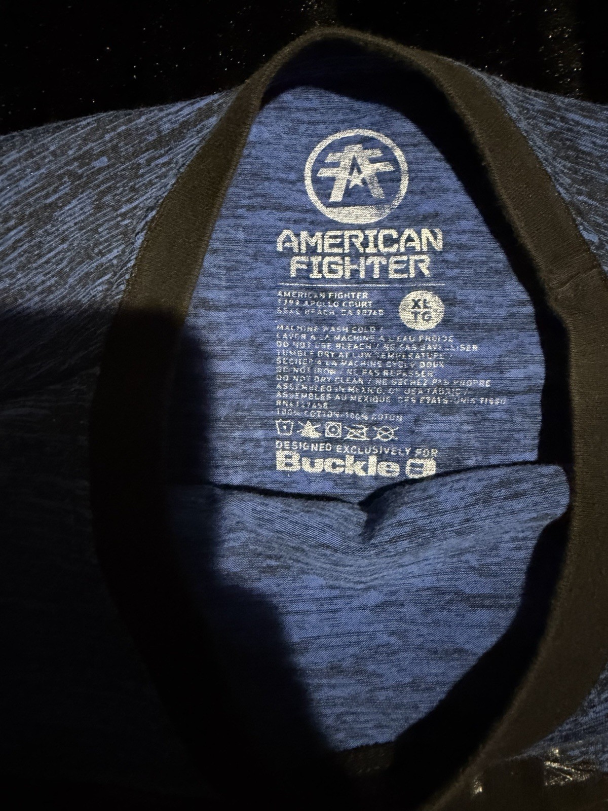 American Fighter Y2K Grunge Blue/Black Graphic T Shirt Buckle Mens Size XL