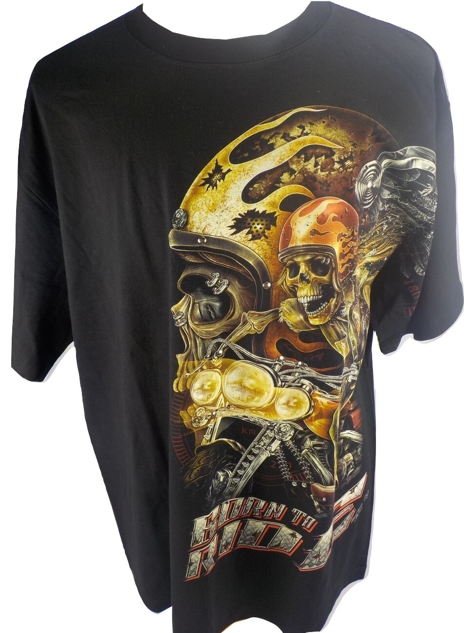DAVID CAREY BORN TO RIDE SZ XL SKULL SHIRTZ STUDDED GLOWINDRK MOTORCYCLE T-SHIRT