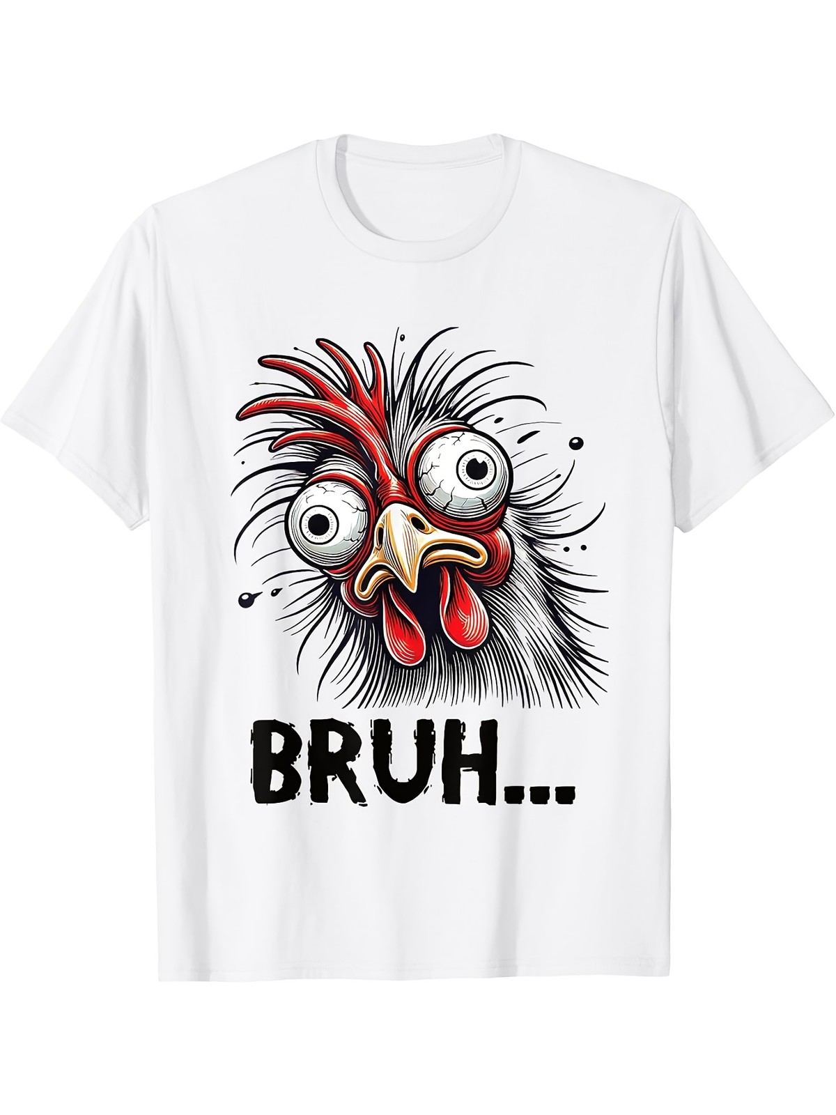 Men’S Funny “Bruh” Meme Chicken Graphic T-Shirt – Casual Short Sleeve Round Neck