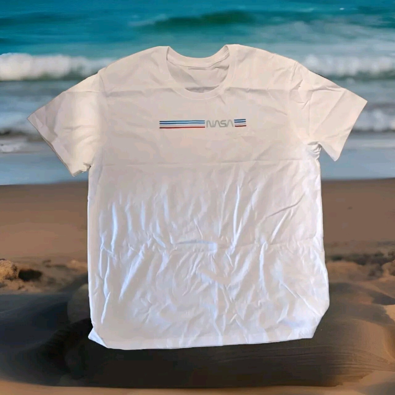 White NASA – Short Sleeve T-Shirt Size L Large – Mens N.A.S.A. USA COTTON