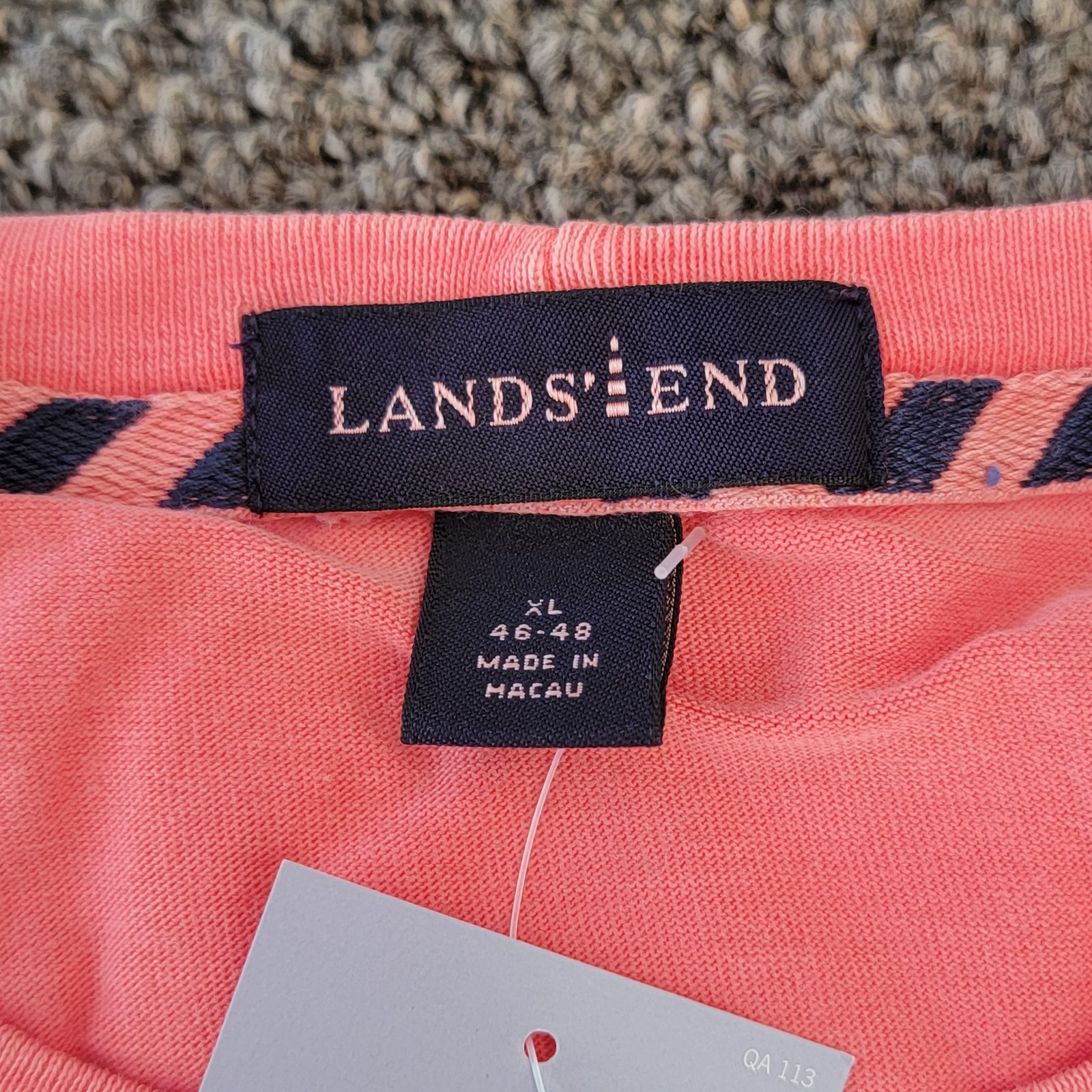 Land’s End Men’s XL 46-48 Deep Coral Sea Wash Pocket T-Shirt New With Tags