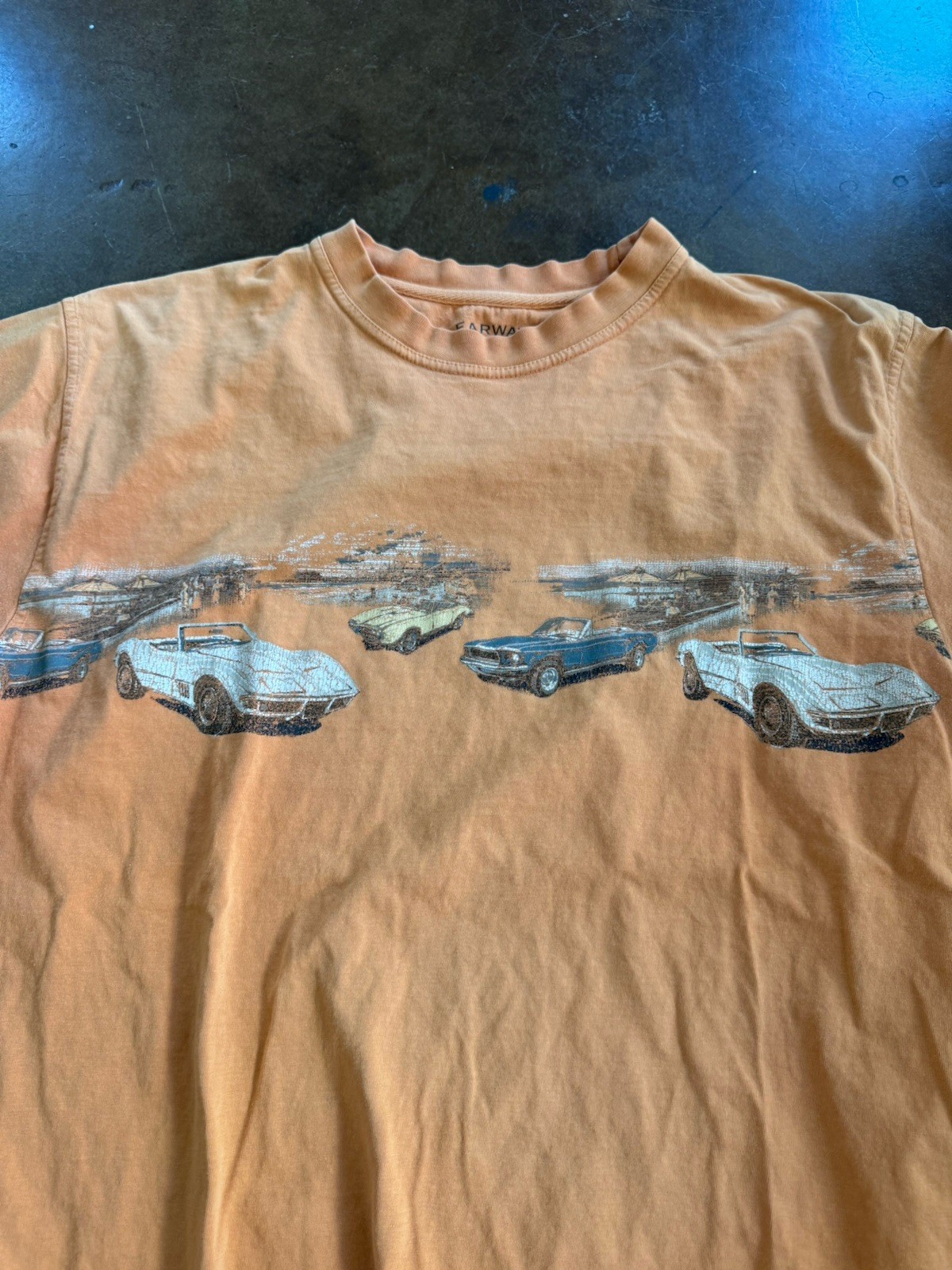 Classic Car Graphic T Shirt Reverse Print Size Large Short Sleeve 100 Cotton USA