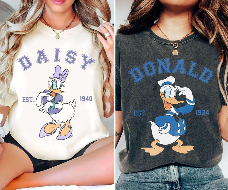 Vintage Disney Donald Daisy Duck Shirt Comfort Colors Disneyland Family Trip 202