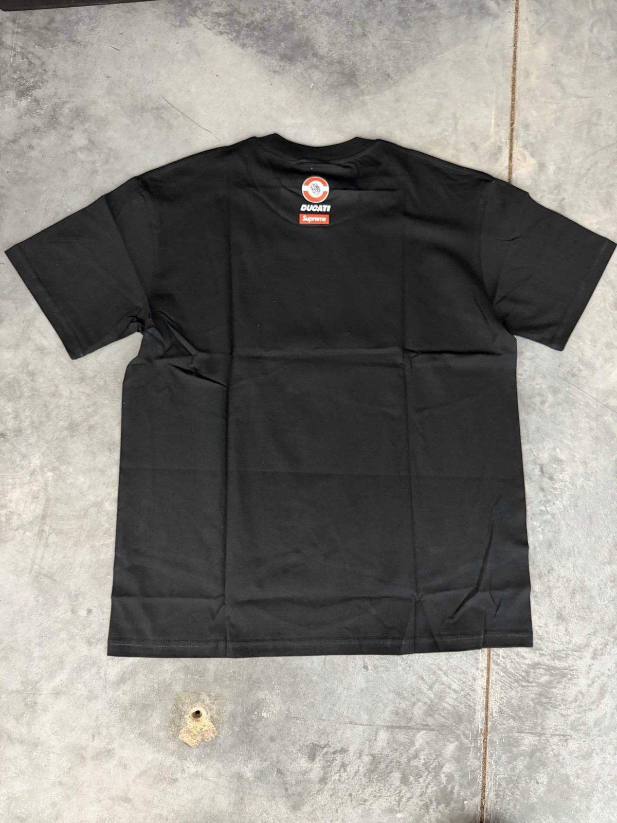 Supreme x Ducati Bike Tee Black Graphic Print Crew Neck Short Sleeve T-Shirt