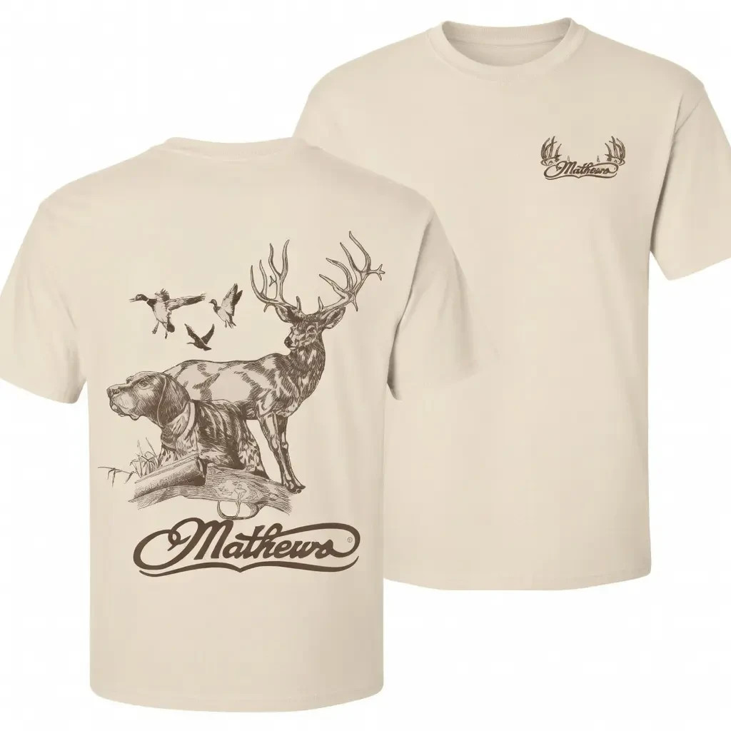 Classic Fit Top for Outdoor Hunting, Deer Duck Hunting Dog Graphic Menswear