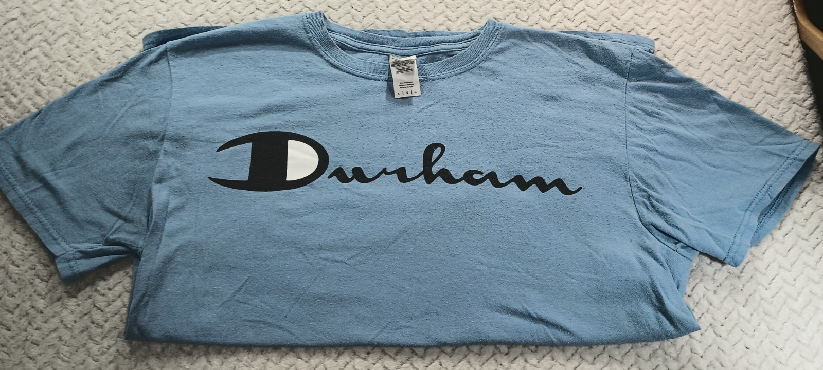 2 – Durham Large T Shirts Red BCA & Blue Gildan With Small Pin Hole