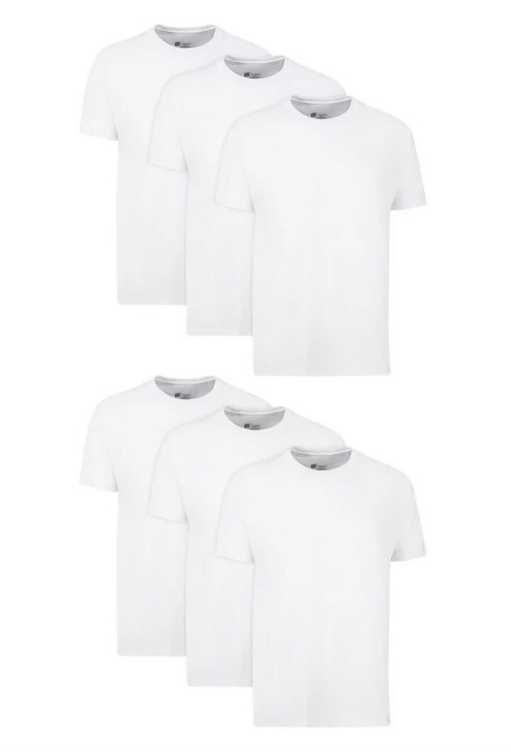 Hanes Men’s FreshIQ ComfortSoft Crewneck Undershirt – White (Pack of 6) (2135P6)