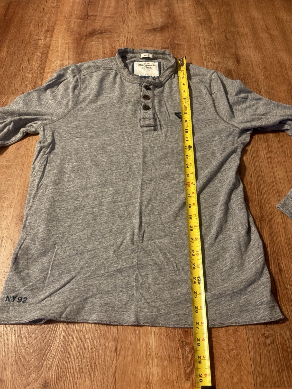 Abercrombie & Fitch Muscle Shirt Adult XL Blue Logo Casual Long Sleeve Mens