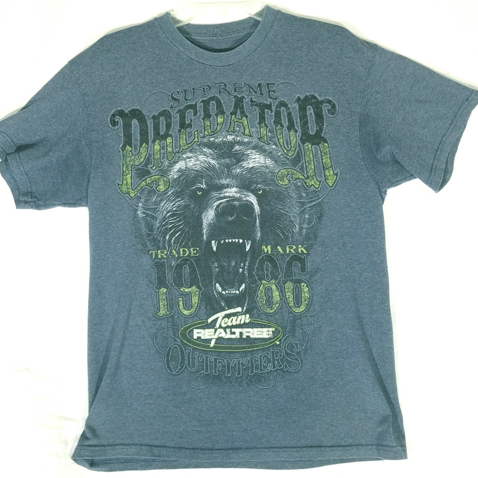 Realtree Shirt Men Medium Blue Gray Supreme Predator Grizzly Bear Graphic Tee