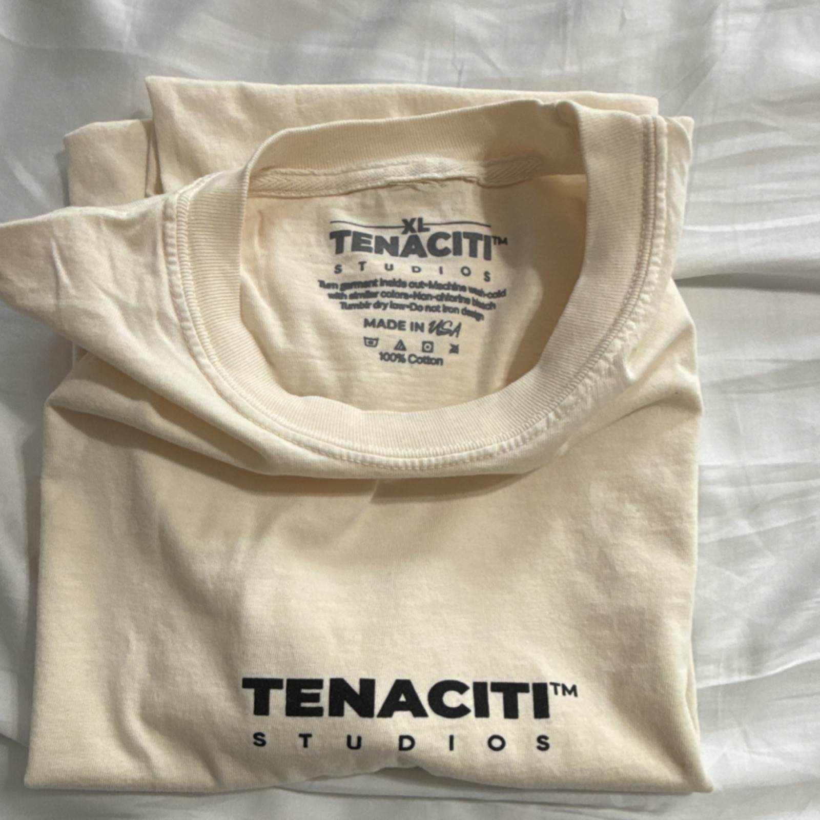 Tenaciti Studios Men’s Cream Short Sleeve T-shirt Size XL