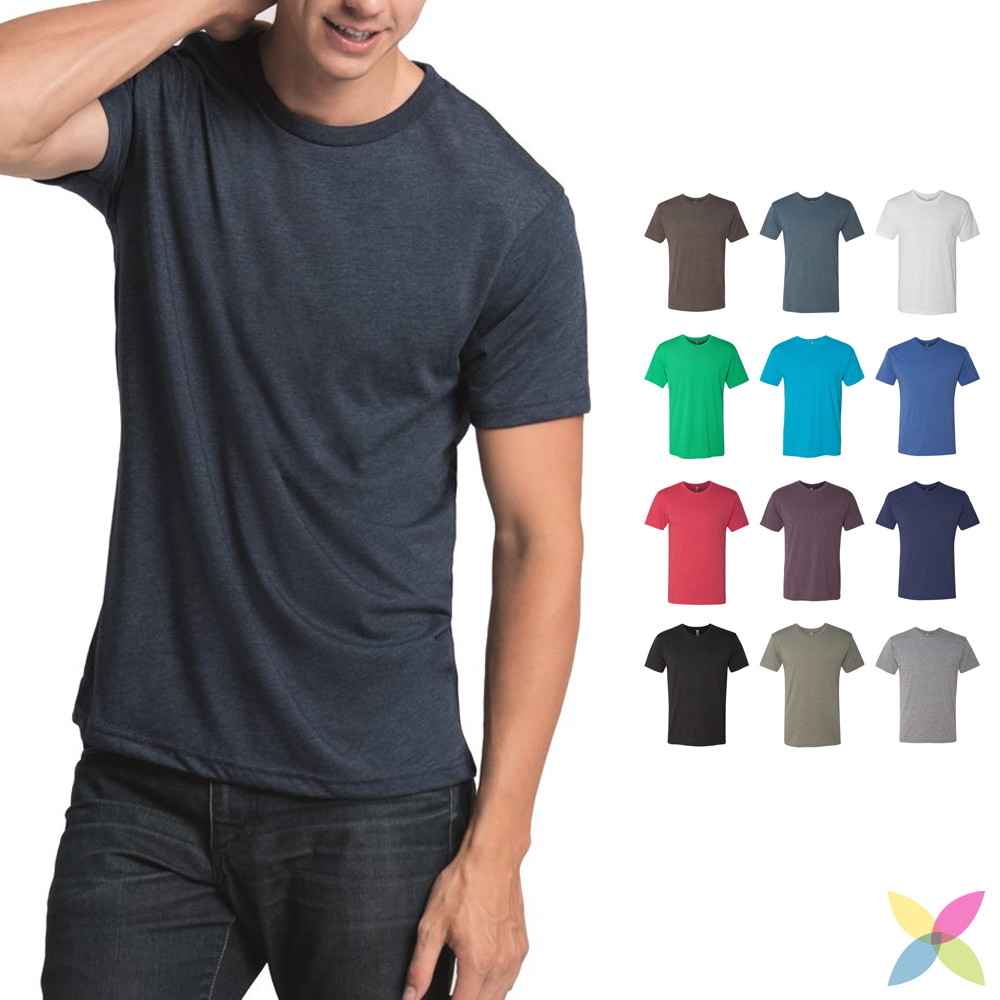 Next Level Mens Tri Blend Crew Tee Fine Jersey Soft & Stretchy T-Shirt 6010