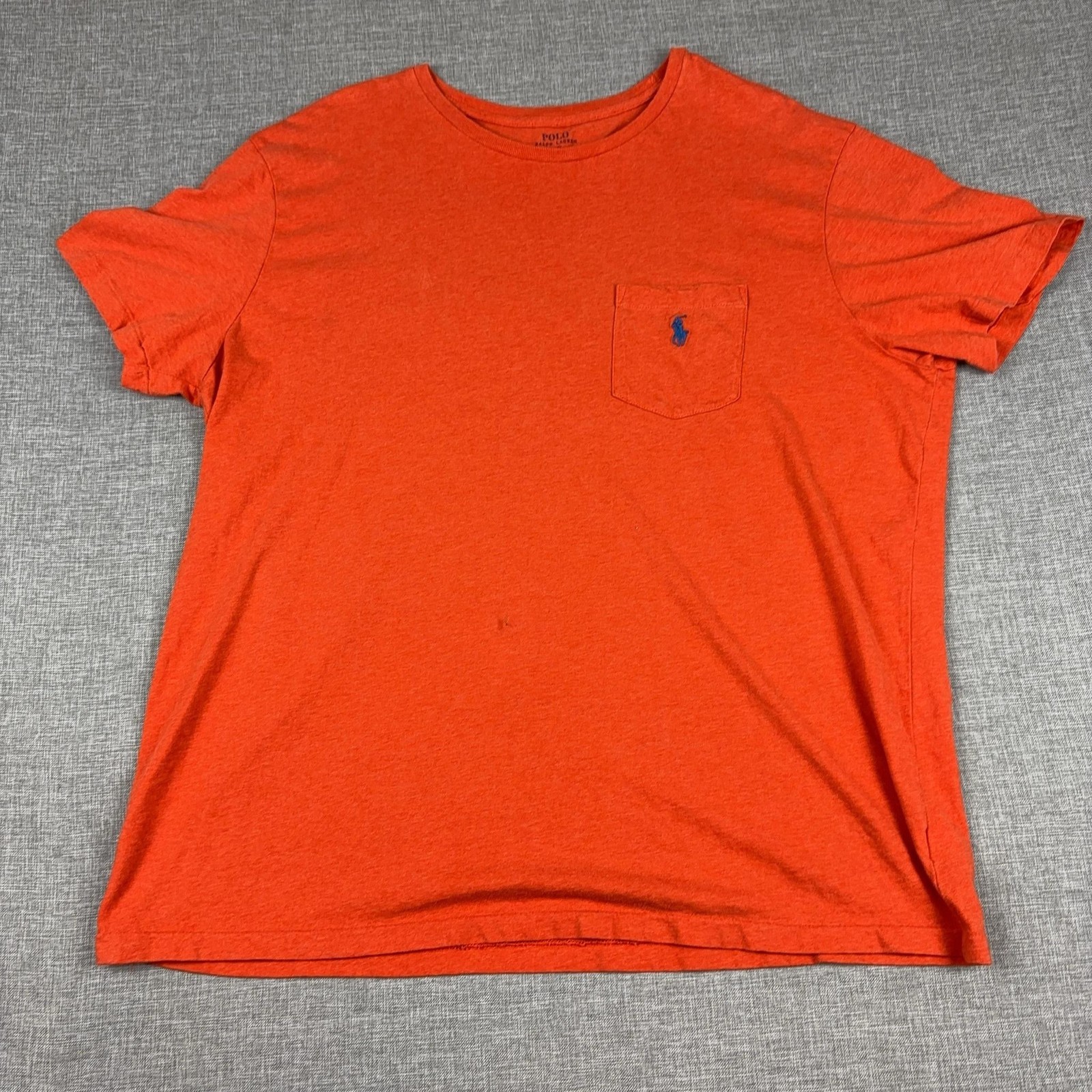 Polo Ralph Lauren Shirt Mens XL Orange Pocket Tagless Crewneck Cotton Jersey