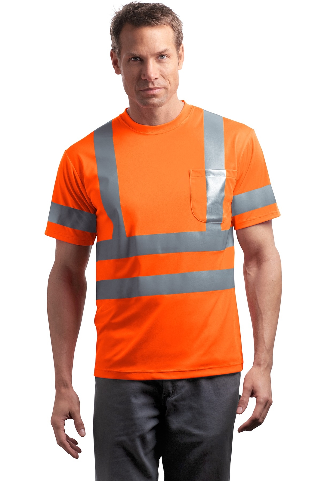 CornerStone CS408 Mens Short Sleeve Snag Resistant Reflective Crew Neck T-Shirt